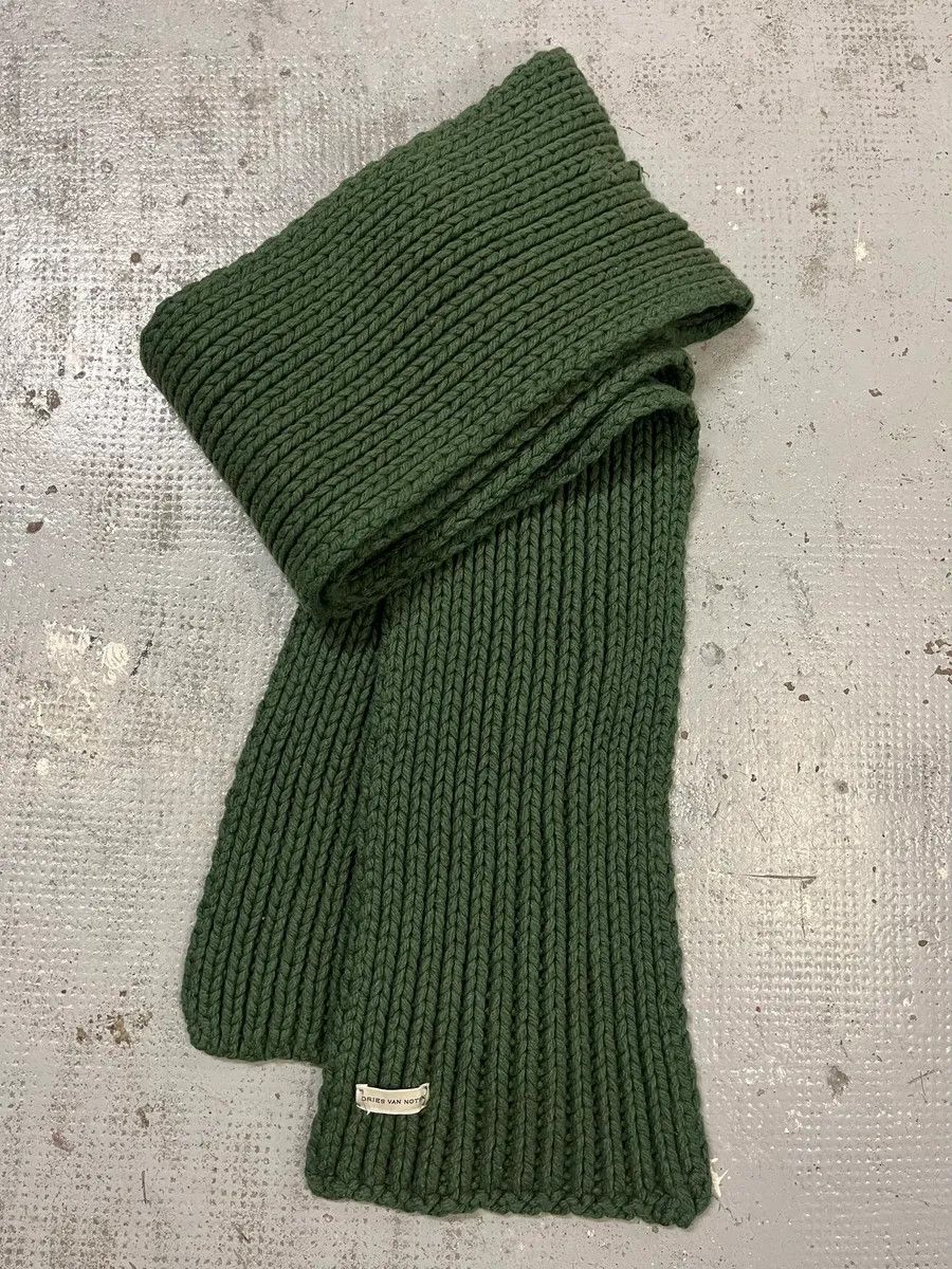 Dries Van Noten Dries Van Noten Forest Green Waffled Wool Premium Scarf Size ONE SIZE - 3 Thumbnail