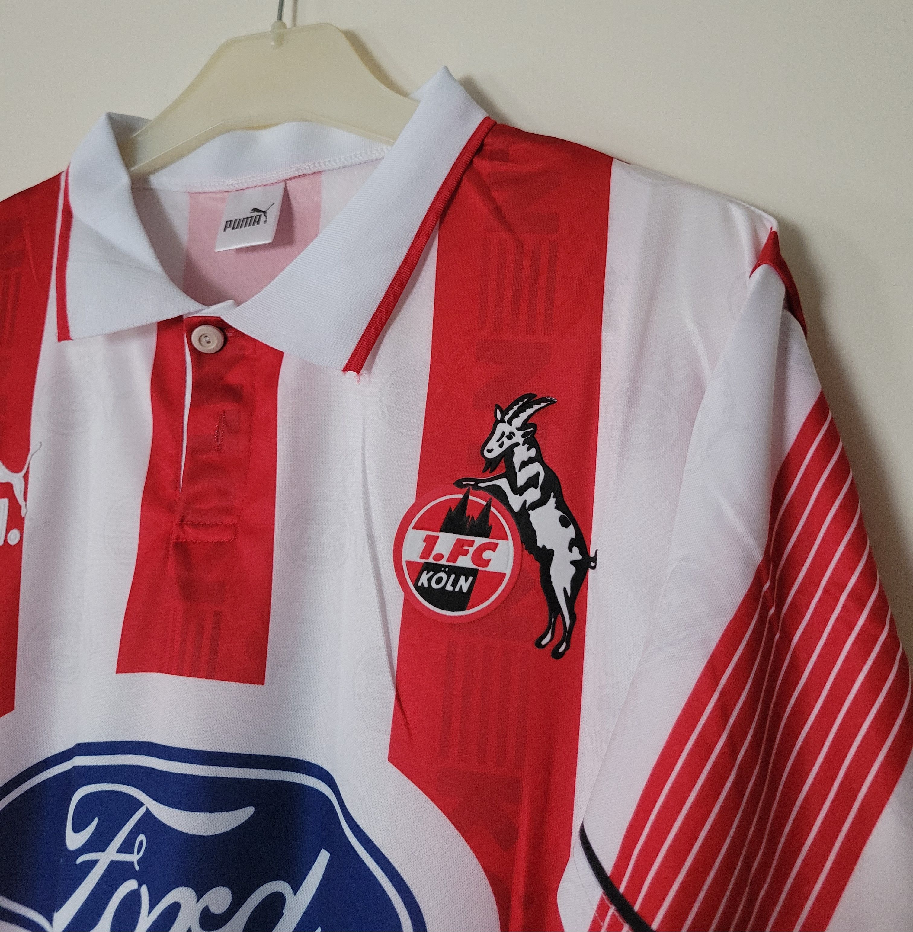Other Polster 9 FC Cologne 1995/1996 Vintage Soccer trikot Jersey Size US L / EU 52-54 / 3 - 4 Thumbnail