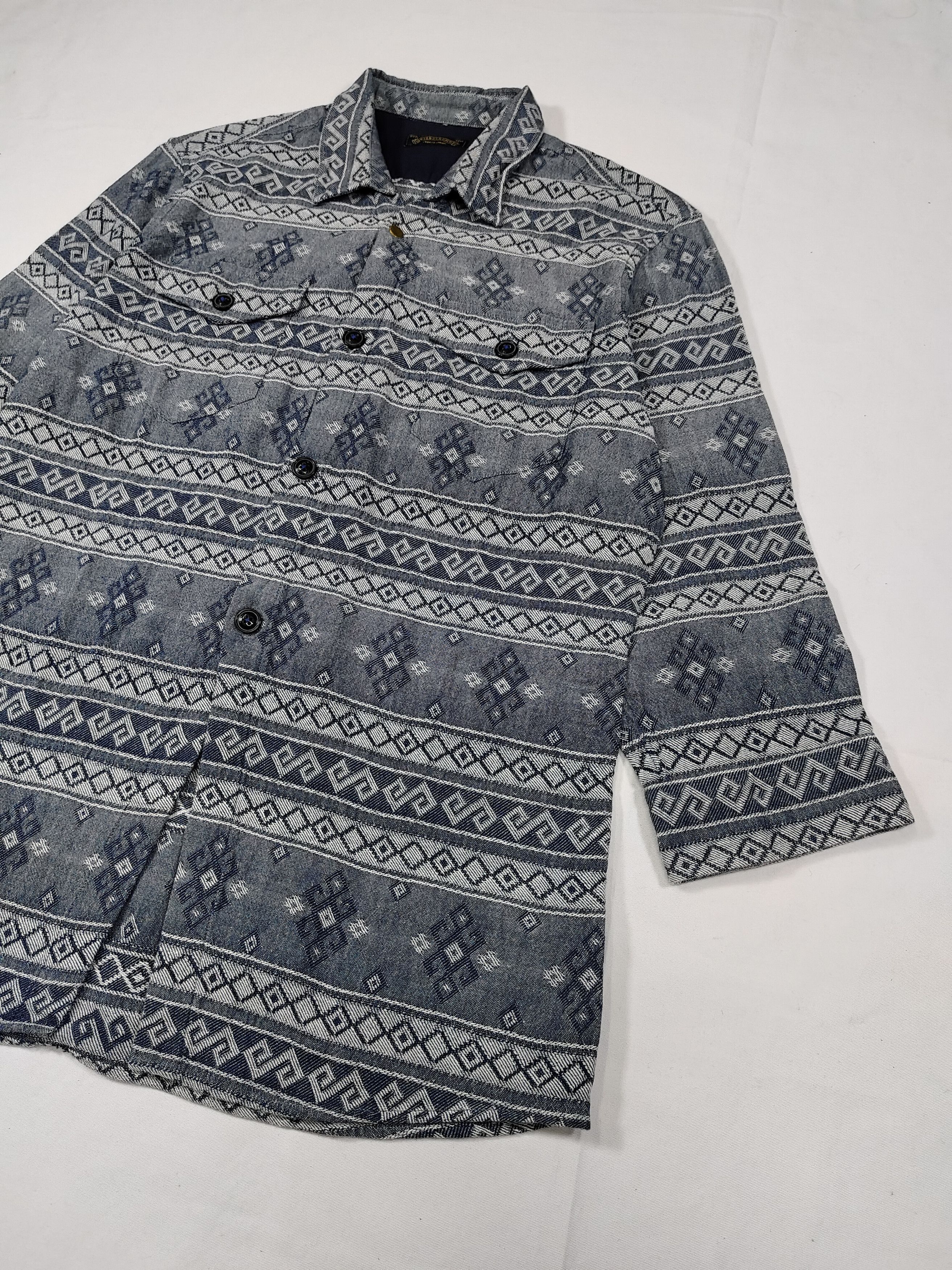 291295=Homme 291295 Homme 🇯🇵 Geometric Tribal Jacquard Work Shirt Size US M / EU 48-50 / 2 - 3 Thumbnail