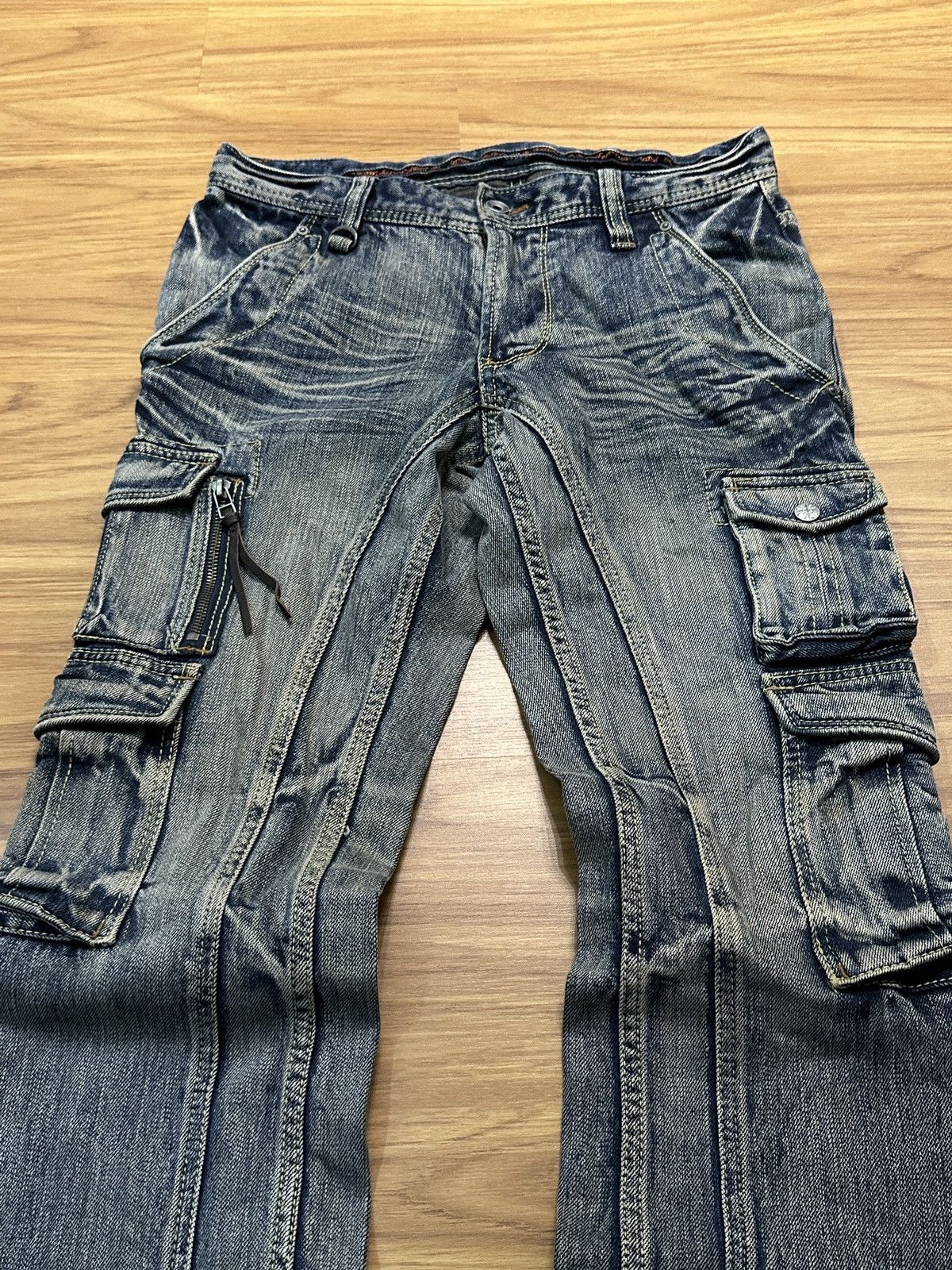 Nicole Club Nicole Club For Men Flare Multi Pocket Bondage Denim Jeans Size US 32 / EU 48 - 4 Thumbnail