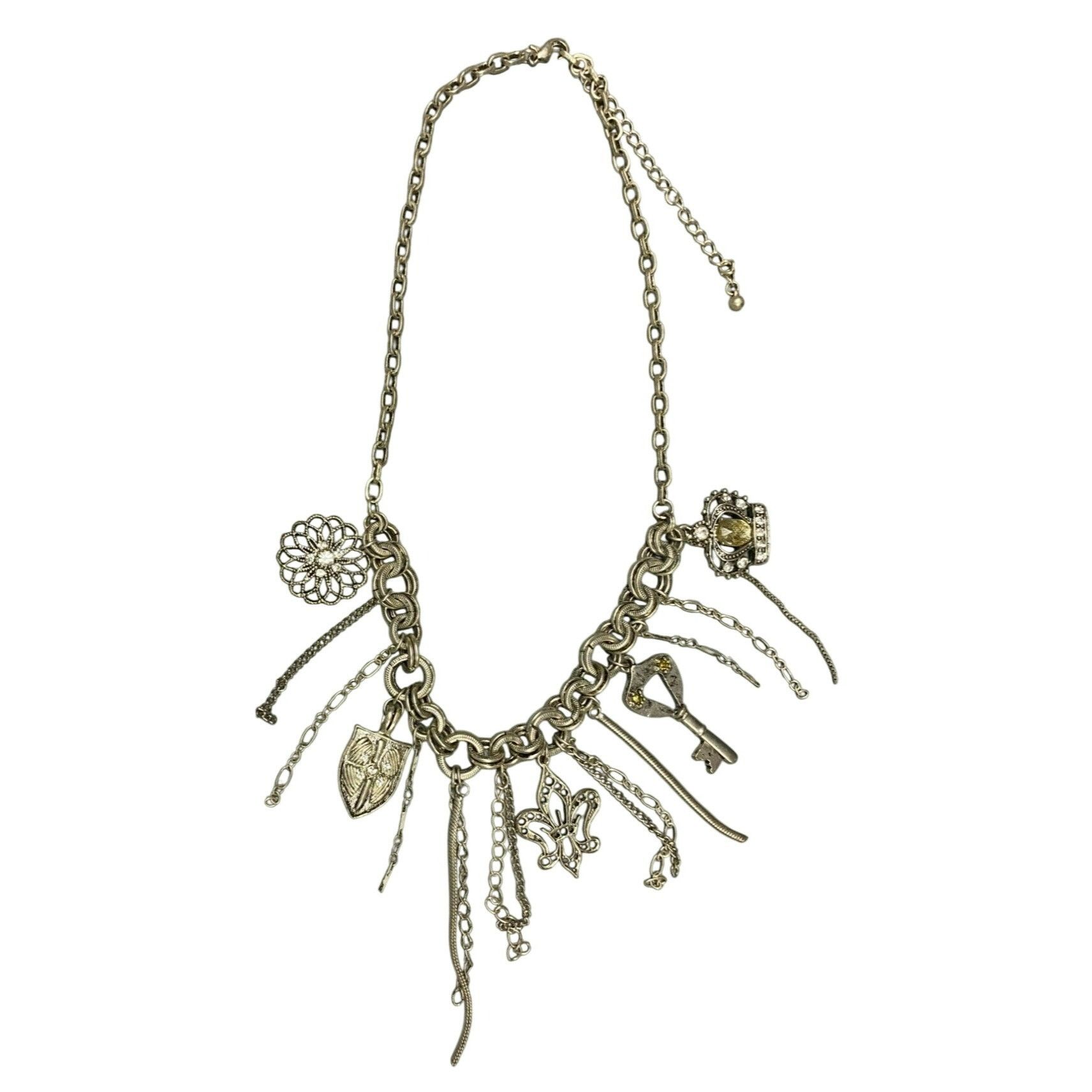 Other Steampunk Waterfall Charm Necklace With Key, Shield, Crown a Size ONE SIZE - 2 Thumbnail