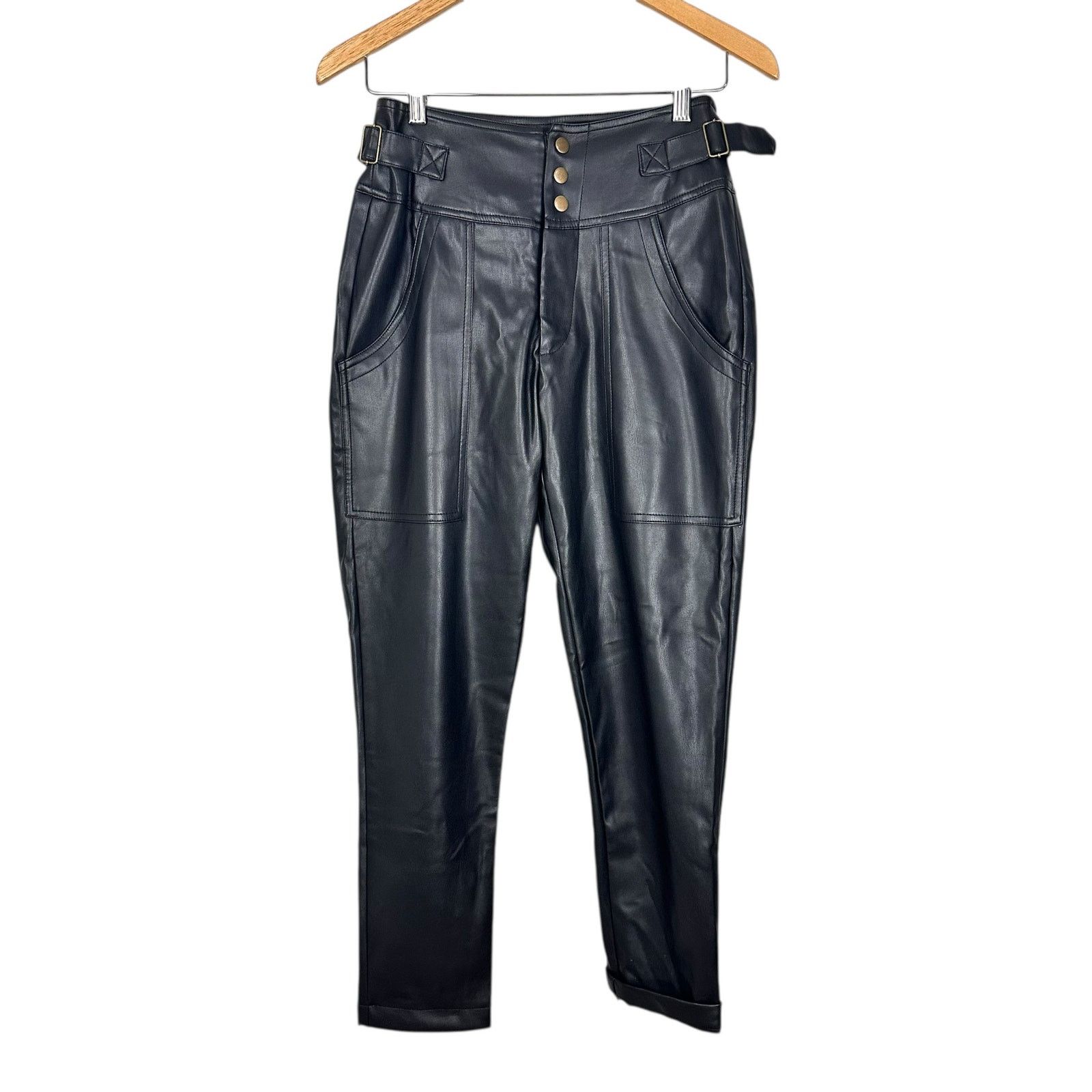 Young Fabulous & Broke Young Fabulous & Broke Faux Black Leather Trousers Sz XS Size 27" / US 4 / IT 40 - 2 Thumbnail