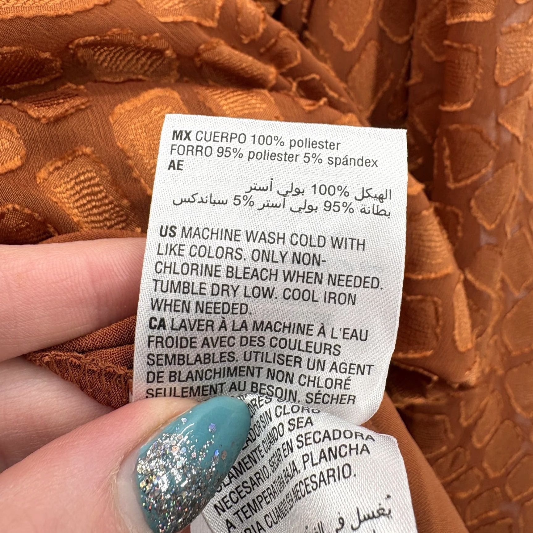 Alfani Alfani Blouse Womens 1X Orange Textured Animal Jacquard Kimono Sleeve Top Plus Size XL / US 12-14 / IT 48-50 - 7 Thumbnail