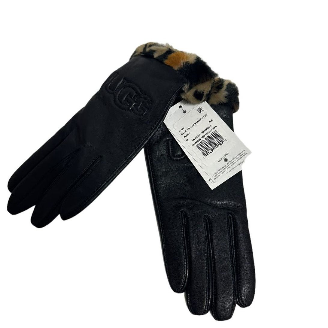 Ugg UGG Logo Leather Faux Fur Cuff Gloves M (Runs small in size) Size ONE SIZE - 11 Thumbnail