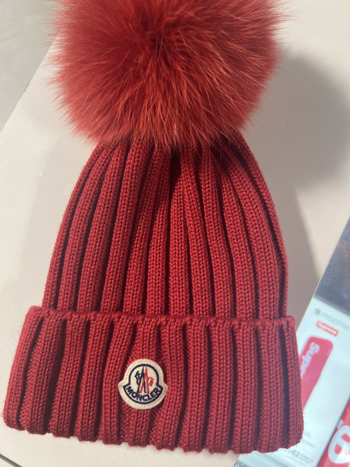 image of Moncler Beanie Berretto Tricot in Red, Men's