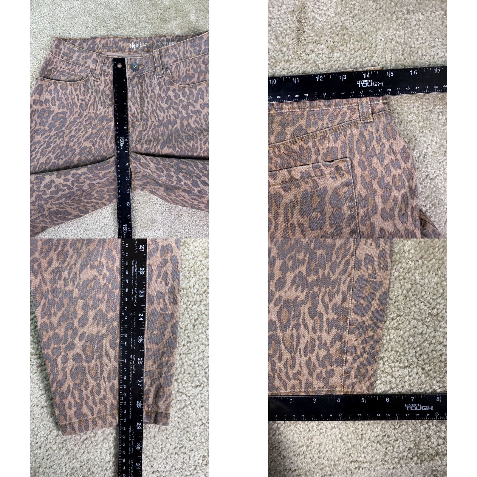 Style & Co Style & Co Women Skinny Jeans Leopard Print Brown Size 4 Stretch Curvy-Fit Size 27" / US 4 / IT 40 - 8 Thumbnail