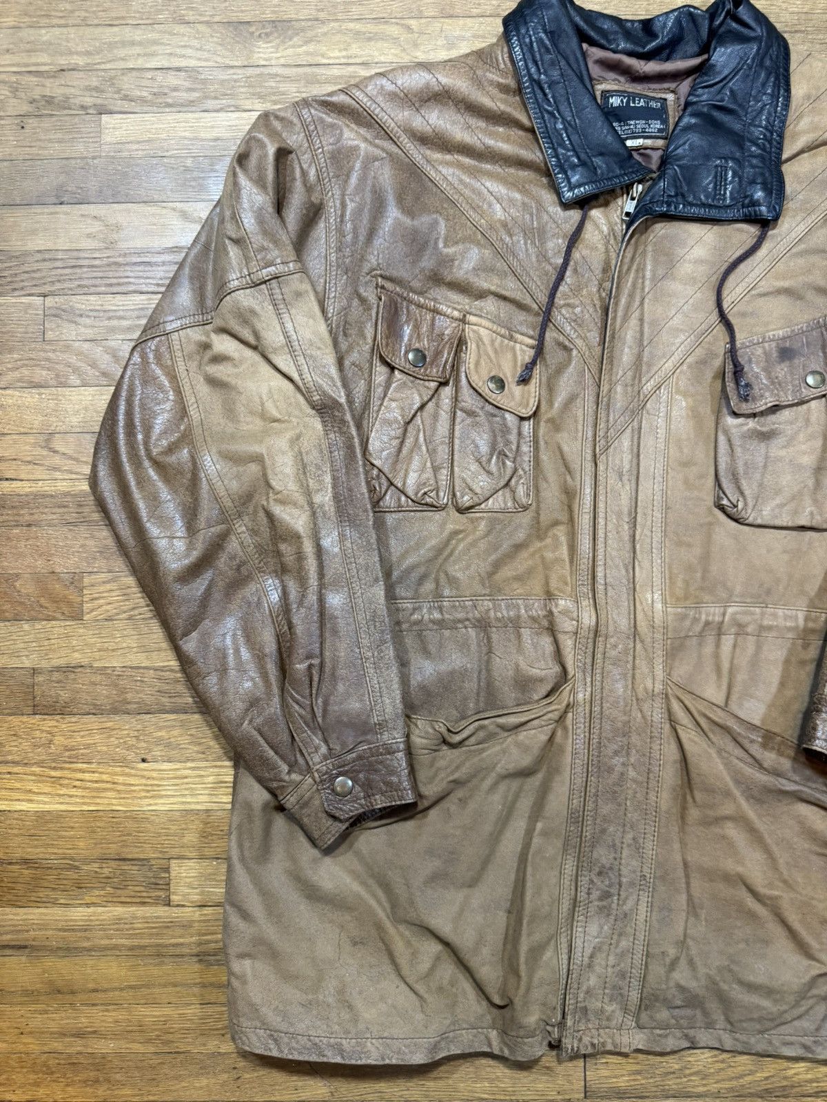 Vintage Vintage Faded Brown Leather Jacket Size US XL / EU 56 / 4 - 4 Thumbnail
