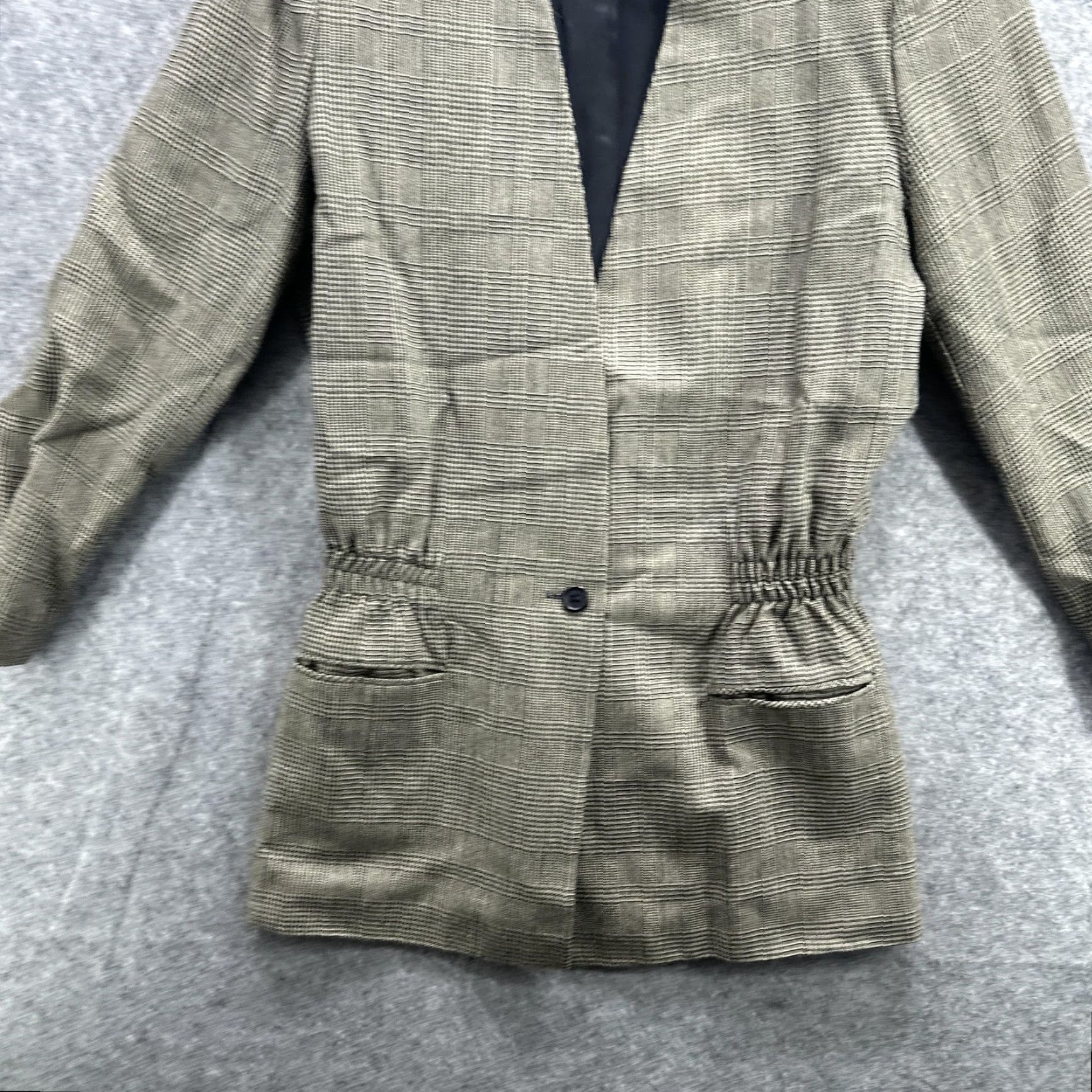 Vintage Woodward Blazer Womens 6 Gray Glen Plaid Single Button Elastic Waist Mid-Length Jacket Coats Business Workwear Size M / US 6-8 / IT 42-44 - 5 Thumbnail