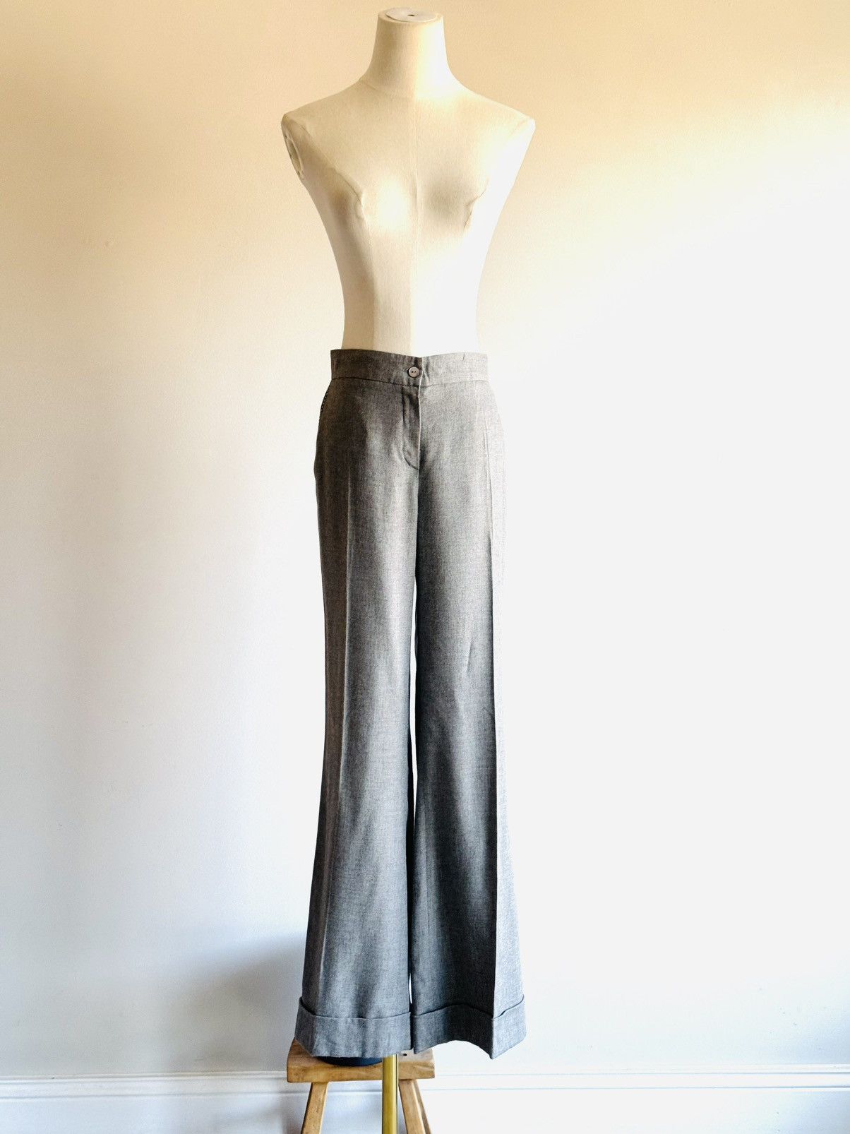 Blumarine Bluegirl by Blumarine crust trim cuffed gray trousers 42 Size 28" / US 6 / IT 42 - 2 Thumbnail
