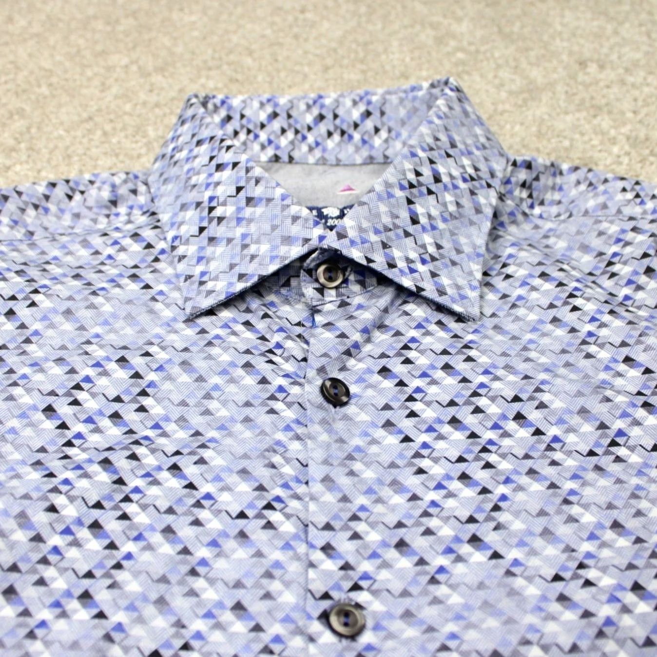 Vintage Stone Rose Shirt Mens 4 Large Gray/Blue Geometric Cotton Stretch Long Sleeve Size US L / EU 52-54 / 3 - 5 Thumbnail