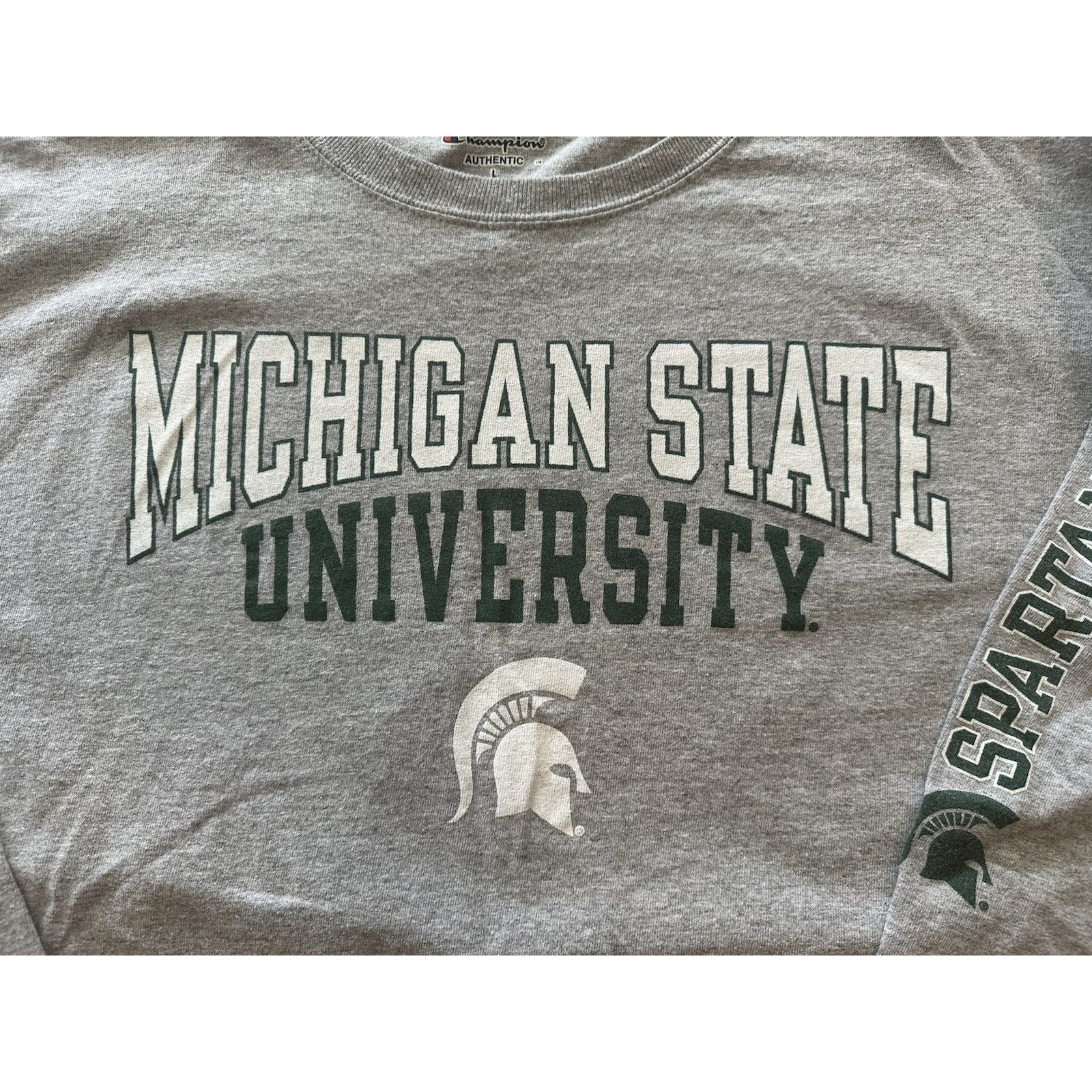 Champion Champion Authentic Michigan State Spartan TShirt Gray LRG Size US L / EU 52-54 / 3 - 2 Thumbnail