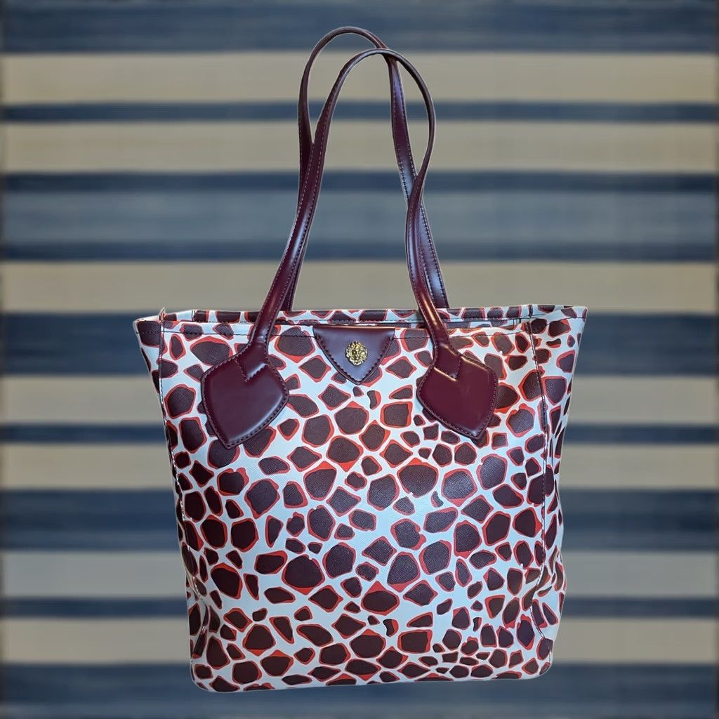 Anne Klein VINTAGE Anne Klein Giraffe Print Large Purse Shoulder Bag Brown Tote Women Size ONE SIZE - 1 Thumbnail