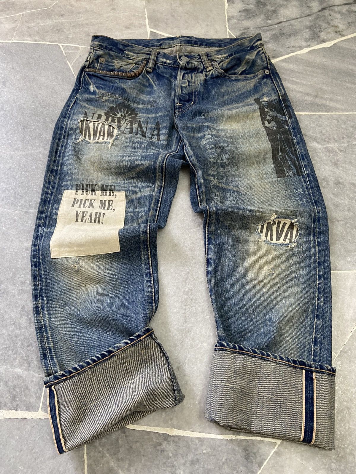 Hysteric Glamour Hysteric Glamour x Nirvana Y2K Studded Denim Jeans Size US 28 / EU 44 - 2 Thumbnail