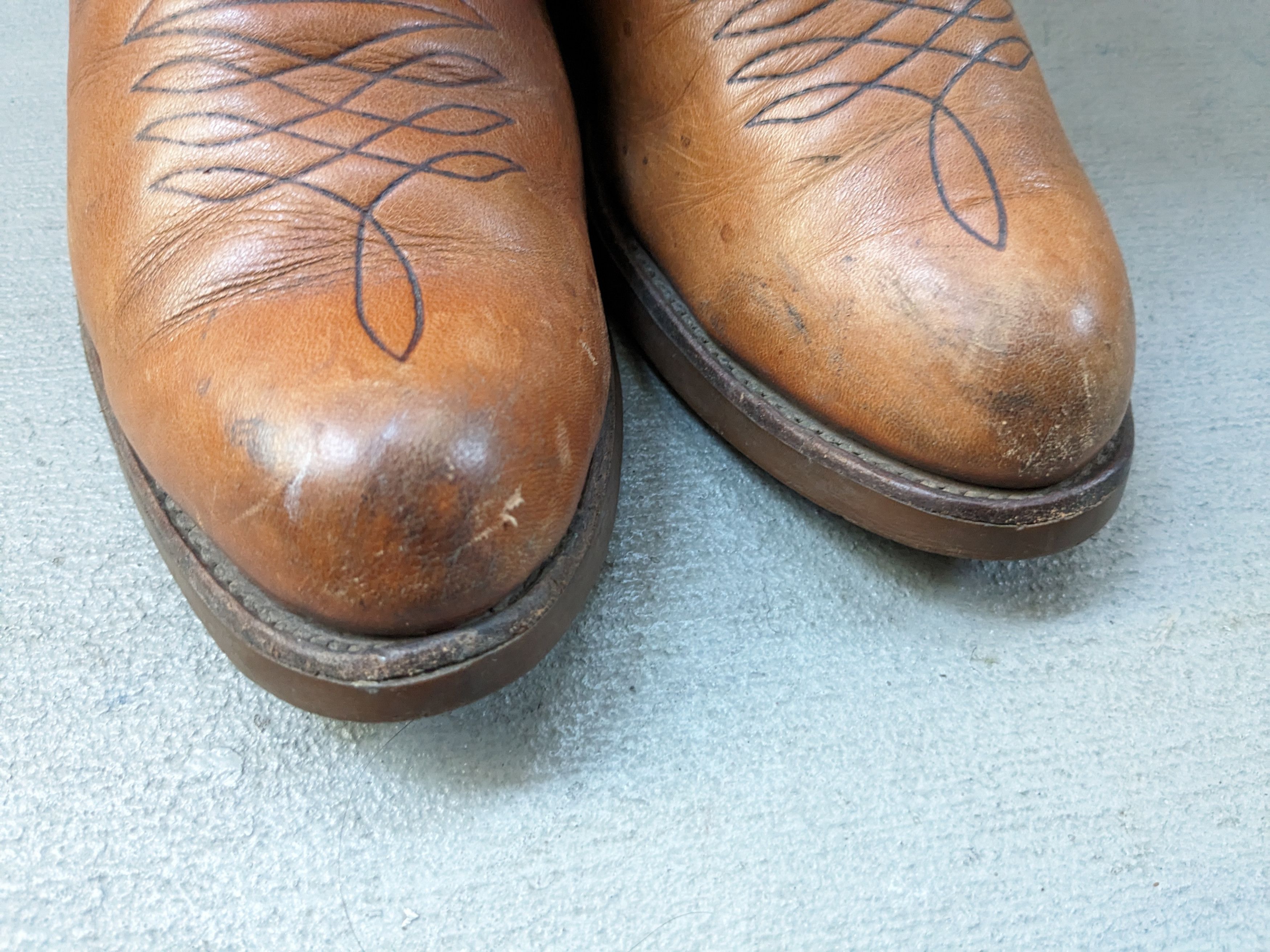 Genuine Leather Vintage Cowboy Boots Size 9.5 Brown Leather Western USA Size US 9.5 / EU 42-43 - 5 Thumbnail
