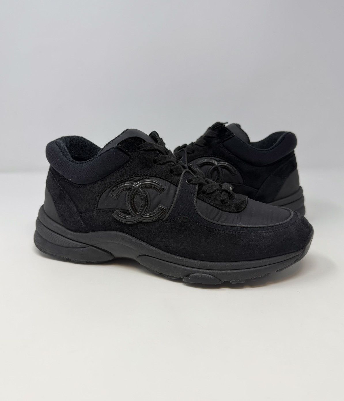 Chanel Chanel CC Triple Black Suede Trainer Sneaker Size US 8 / IT 38 - 1 Thumbnail