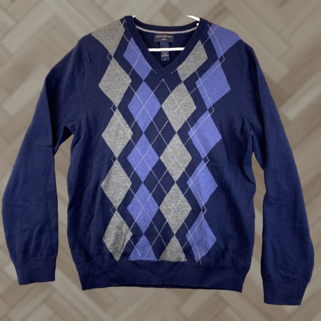 Banana Republic Banana Republic Sweater Men's Extra Fine Merino Wool Blue Solid Pullover Regular Fit Size S Size US S / EU 44-46 / 1 - 1 Thumbnail