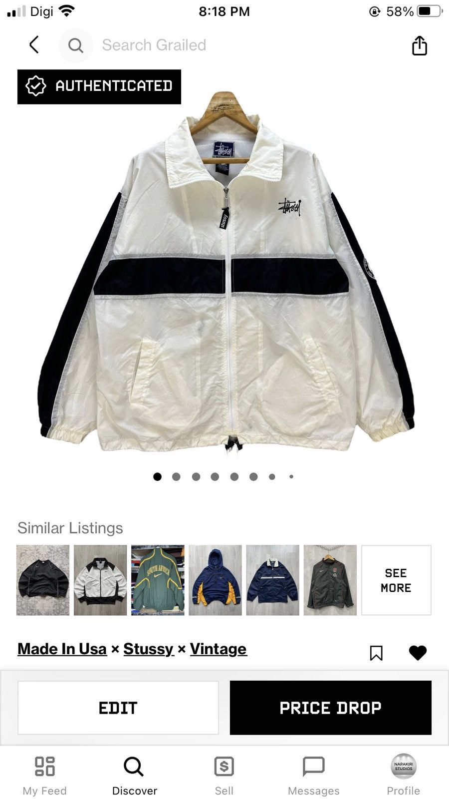 Stussy STUSSY SPORT EMBROIDERY BIG LOGO WINDBREAKER JACKET #9084-55 Size US L / EU 52-54 / 3 - 14 Thumbnail