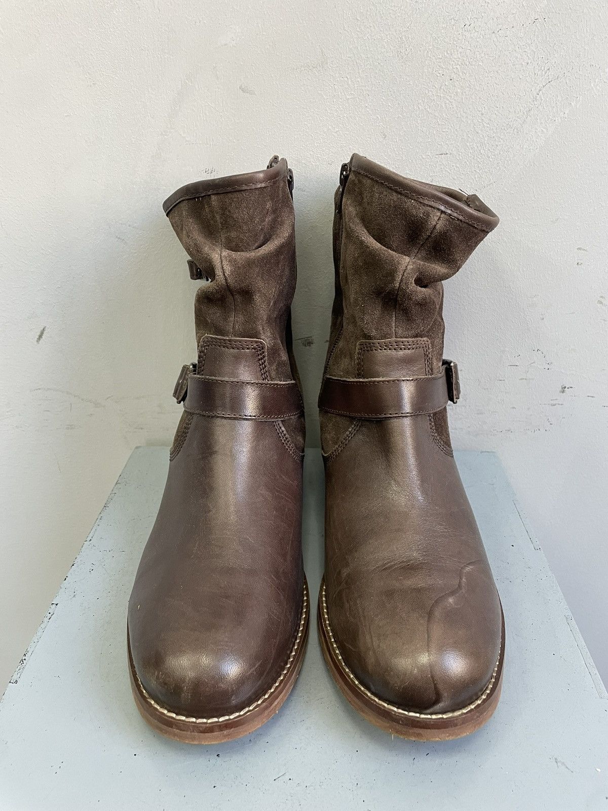 14th Addiction Rare engineered brown suede leather boots western y2k style Size US 8.5 / EU 41-42 - 5 Thumbnail