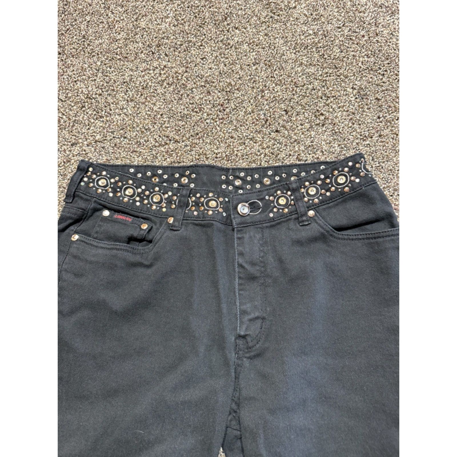 Vintage Lawman Jeans Women's Black Denim High Rise Bootcut Size 13 - 13 Denim Cotton Cowgirl Mom Style Boots Girls Mens? Size 34" / US 12 / IT 48 - 2 Thumbnail