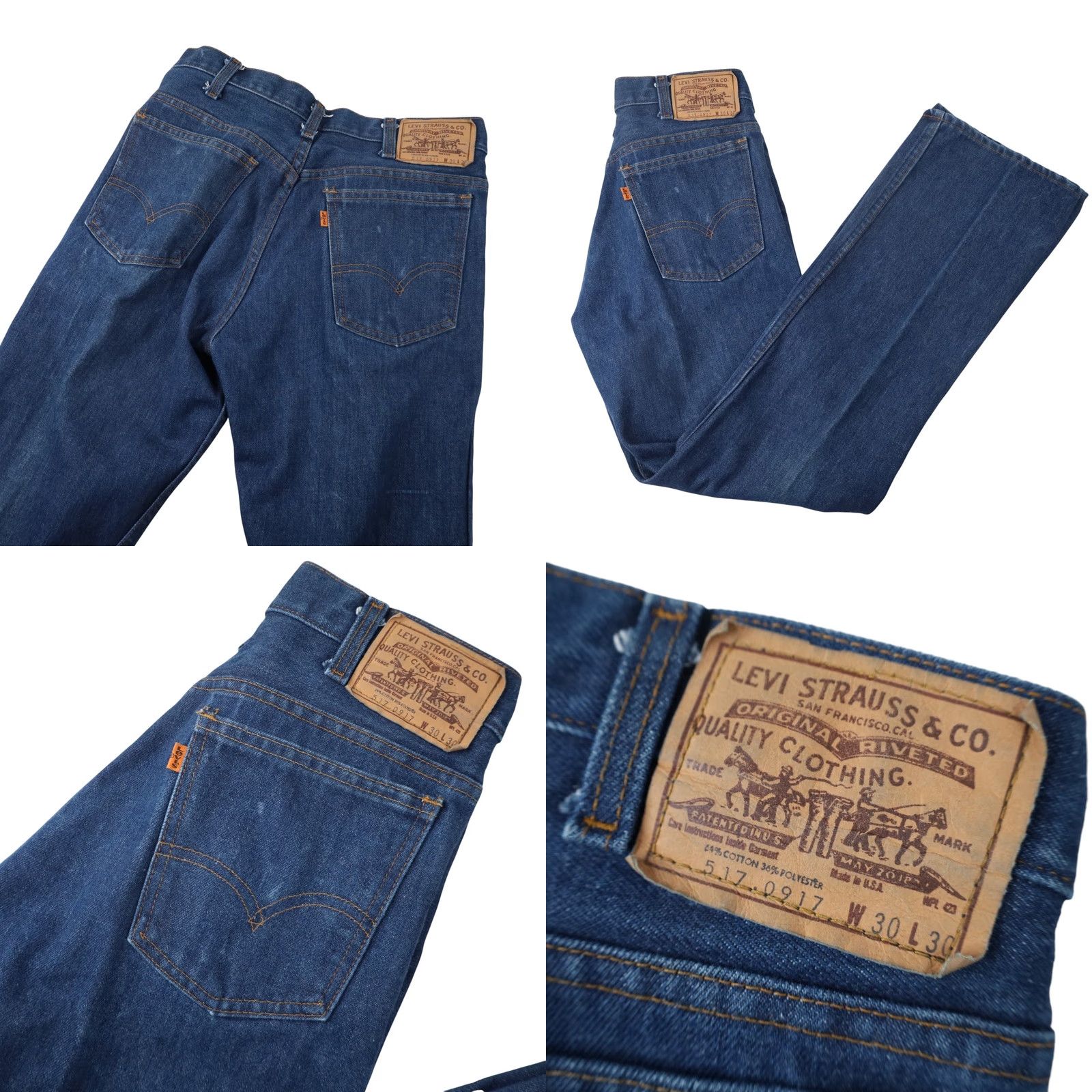 Denime VINTAGE Levis 517 Orange Tab Boot Cut Denim Jeans Shirt - 30x30 Blue Mens Size US 30 / EU 46 - 9 Thumbnail