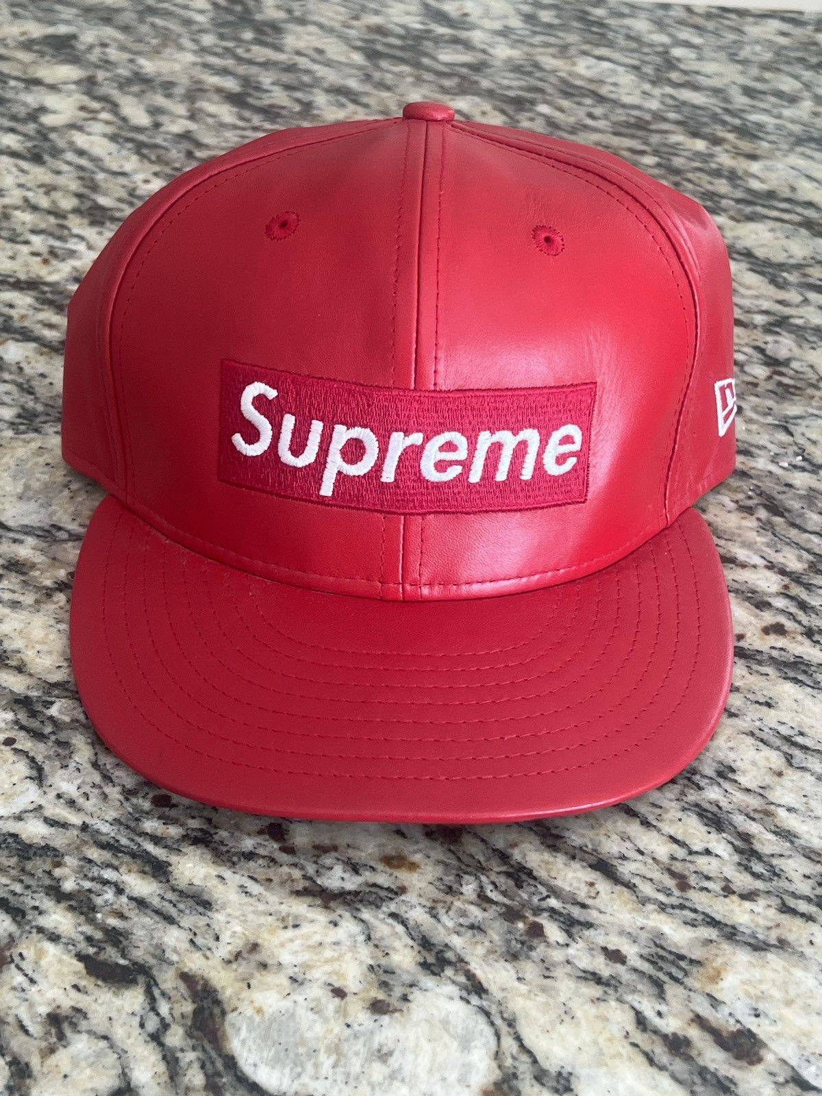 New Era × Supreme Supreme Leather Box Logo New Era Hat | Grailed