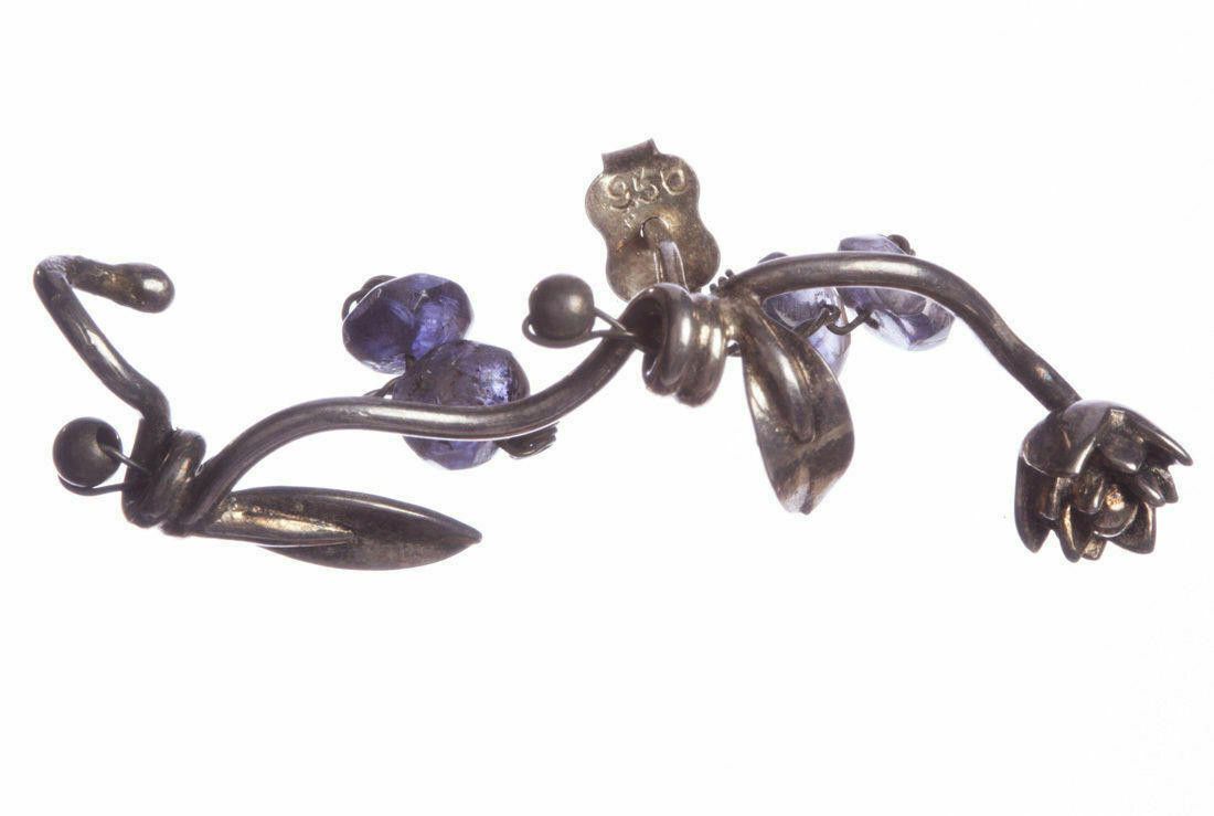 Handmade Handmade Sterling Silver Iolite Bead Cuff Earrings Size ONE SIZE - 2 Thumbnail