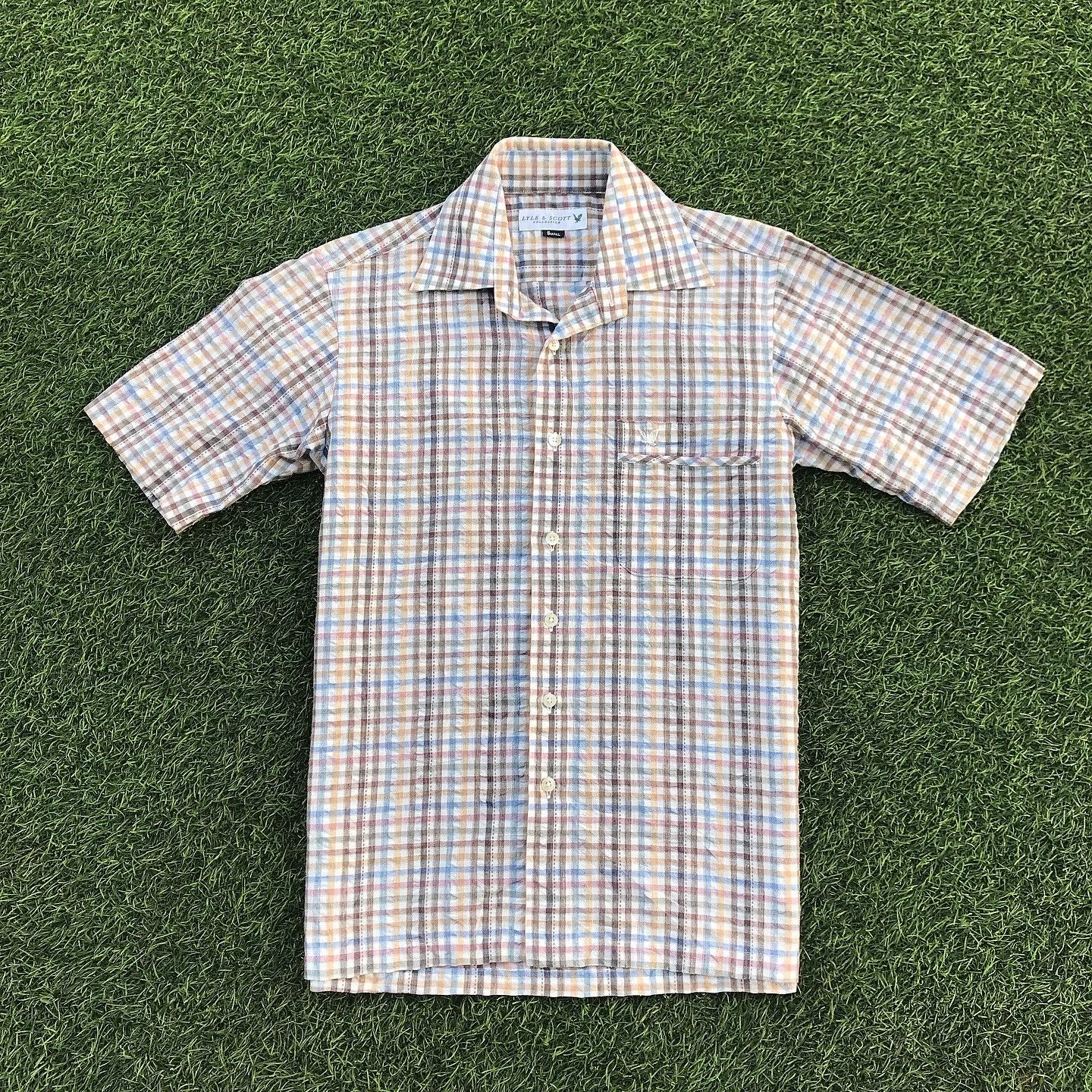 Lyle & Scott × Vintage Vintage Lyle And Scott open colar Shirt short sleeve Size US S / EU 44-46 / 1 - 1 Thumbnail