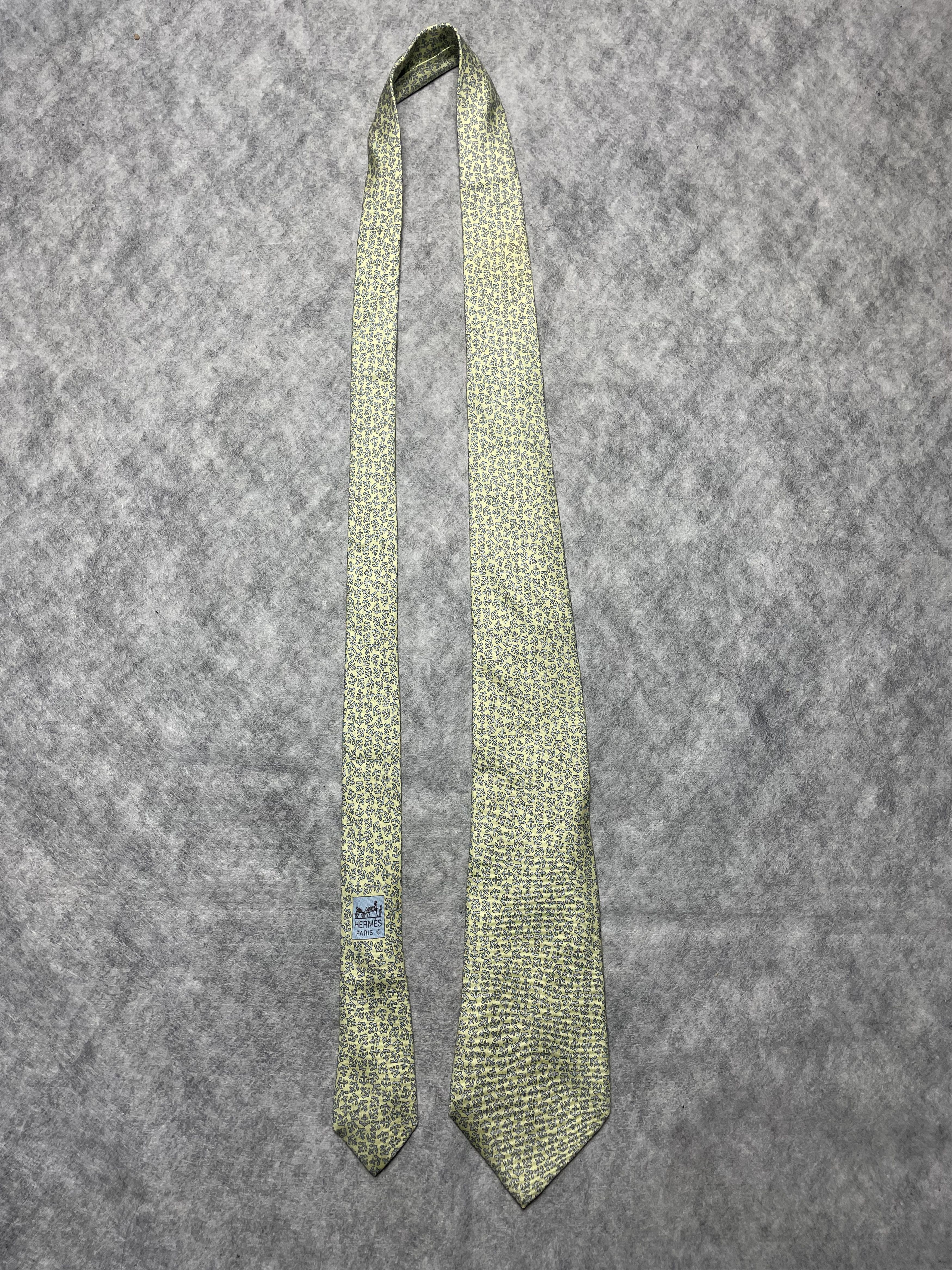 Hermes HERMES Paris 5165 IA Yellow Anchor Print Silk Tie Size ONE SIZE - 7 Thumbnail