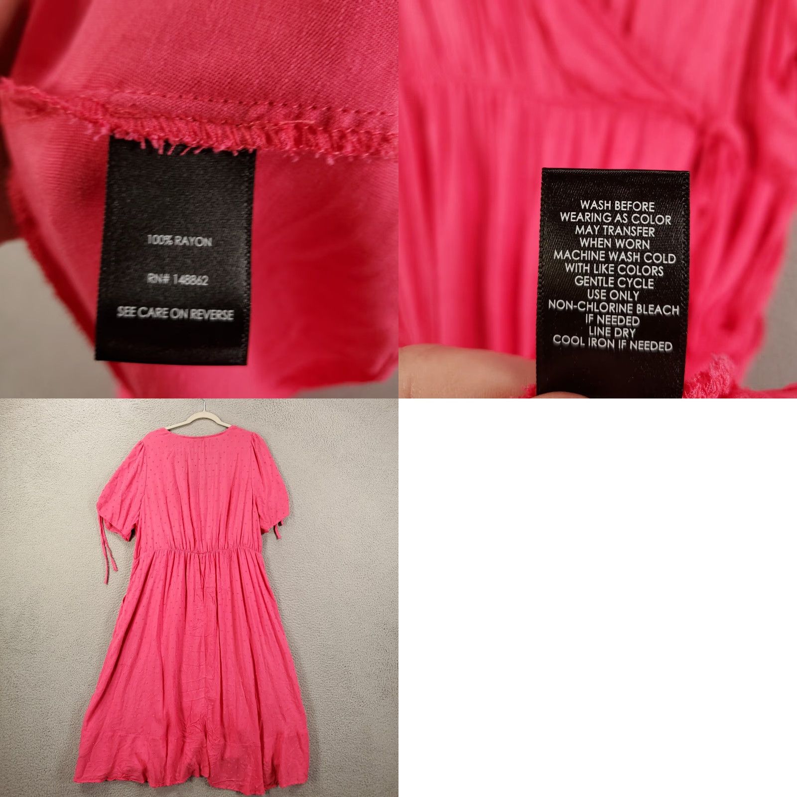 Torrid VINTAGE Torrid Dress Womens 2X Midi Pink Rayon Short Sleeve V-Neck Embroidered Ruffle Casual Size XXL / US 16-18 / IT 52-54 - 8 Thumbnail