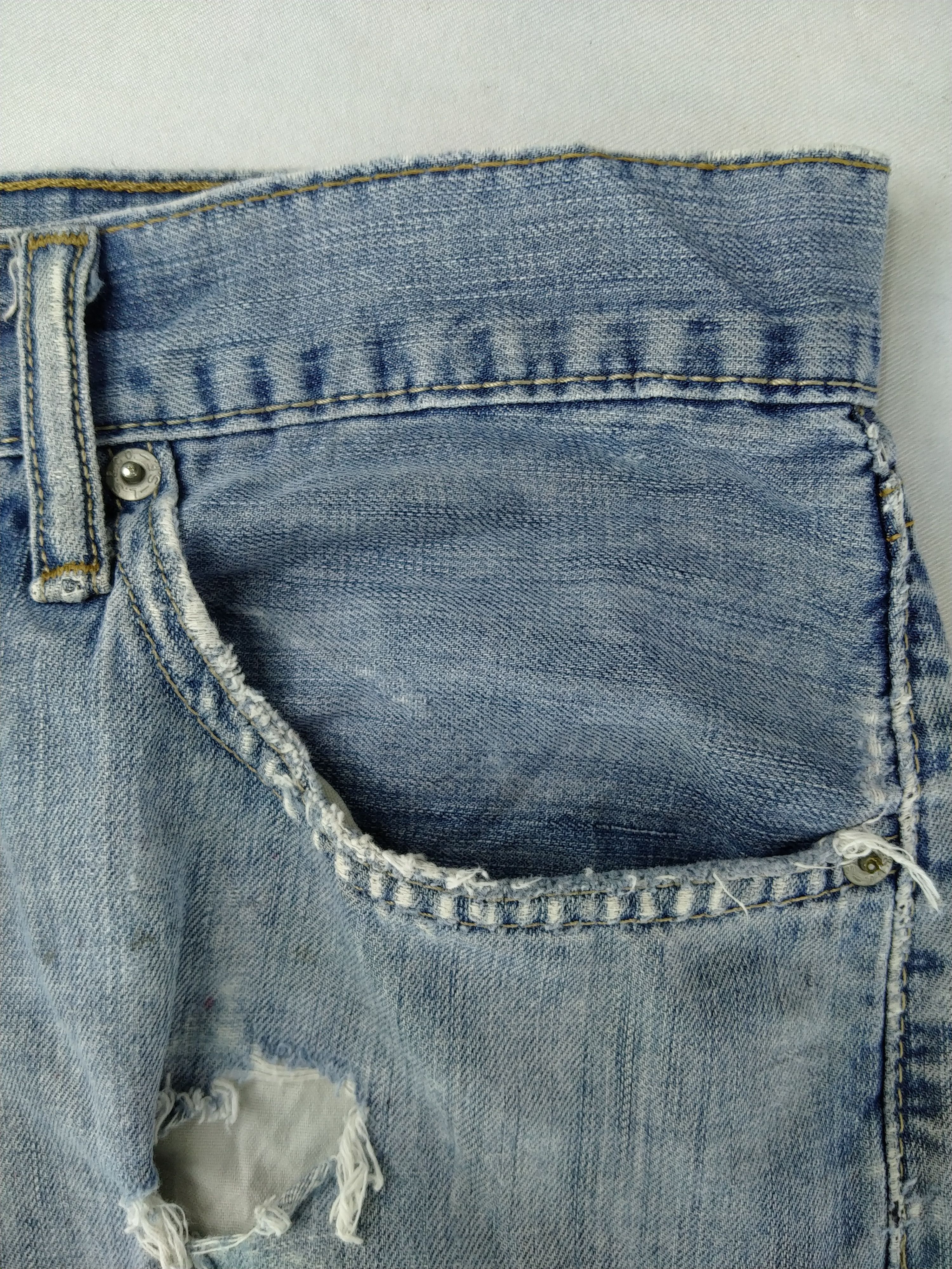 Japanese Brand Vintage Levi's 505 Straight Ripped Denim 35x30.5 JN165 Size US 35 - 14 Thumbnail