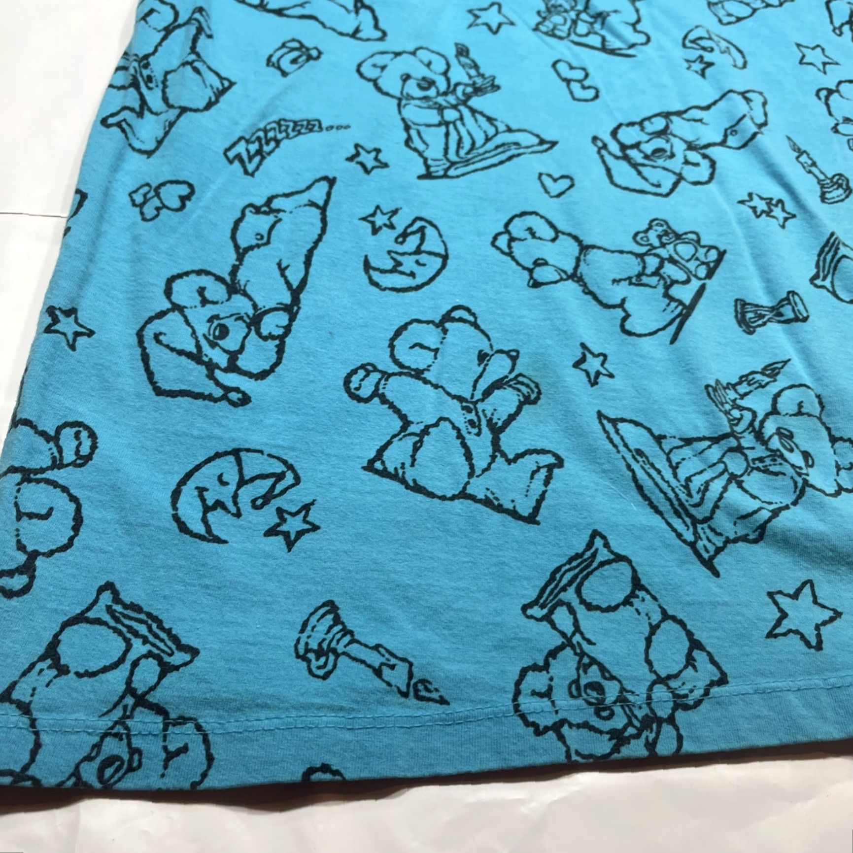 AQUA VINTAGE Zoo Crew 80s Aqua Blue TEDDY BEAR PJS MOON stars Long Night Shirt Women’s Size L / US 10 / IT 46 - 3 Thumbnail