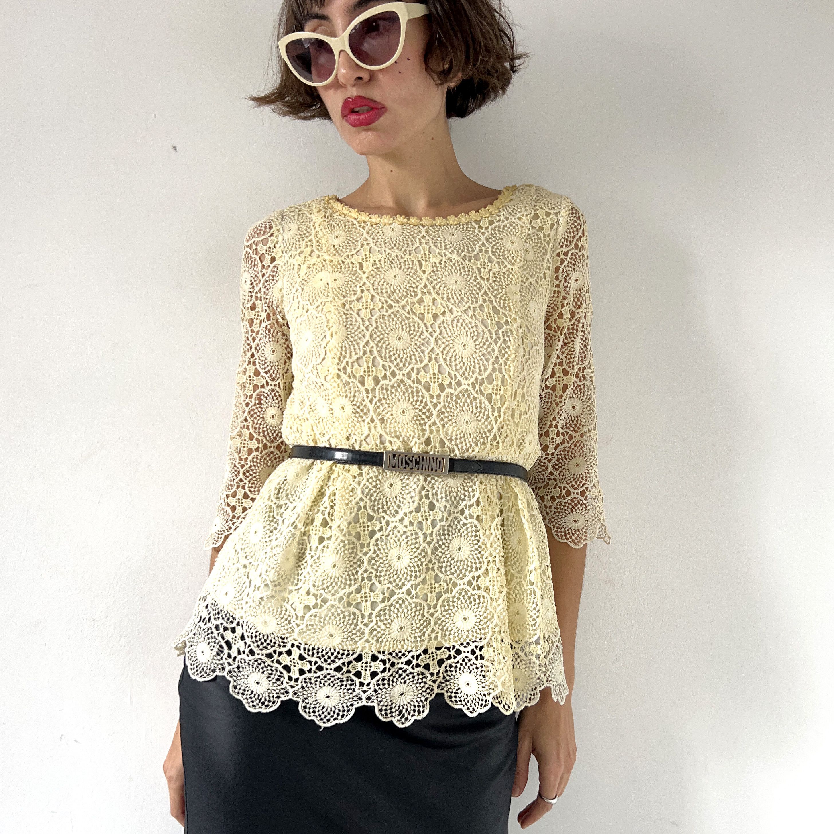 Vintage Vintage 70s ivory lace peplum blouse Size M / US 6-8 / IT 42-44 - 5 Thumbnail