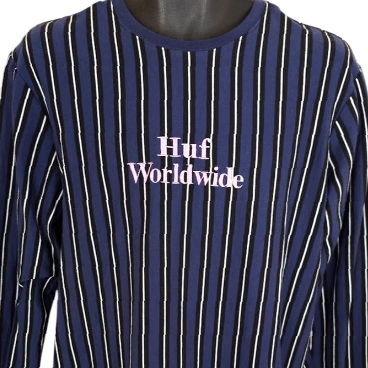 Huf VINTAGE? No — HUF WorldWide T Shirt Mens Size Large Blue Pink Striped Streetwear Shirt Mens Large Blue Striped Streetwear Size US L / EU 52-54 / 3 - 2 Thumbnail