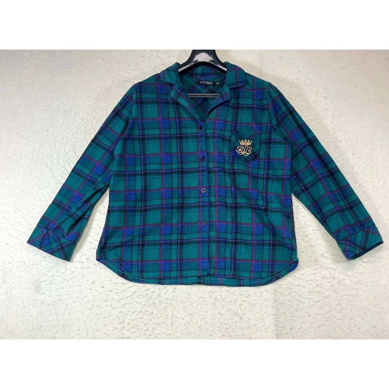Ralph Lauren Ralph Lauren Women Pajama Set XL Fleece Green Plaid Lounge See Lint Pattern Size 40" / US 18 - 3 Thumbnail