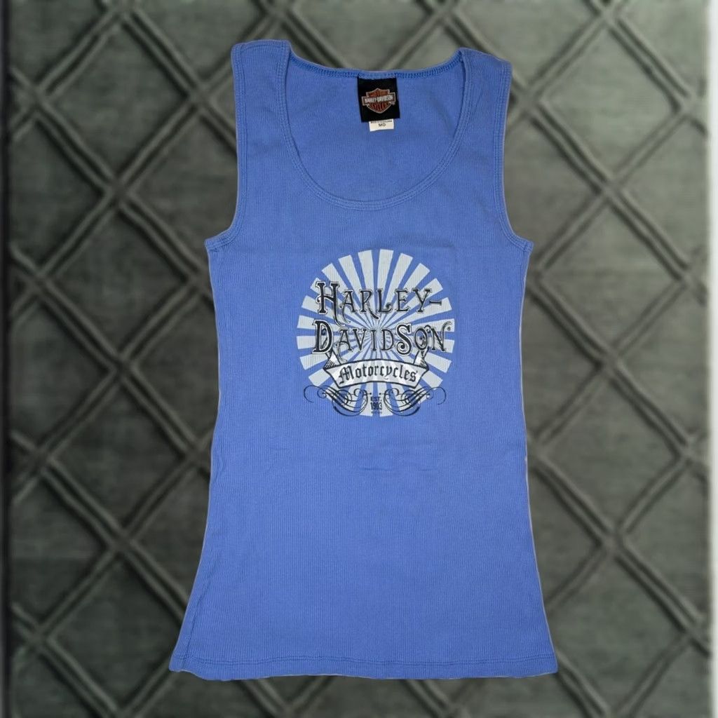 Harley Davidson HARLEY DAVIDSON MOTORCYCLES Tank Top Blue Womens Medium Sleeveless Shirt Size M / US 6-8 / IT 42-44 - 1 Thumbnail