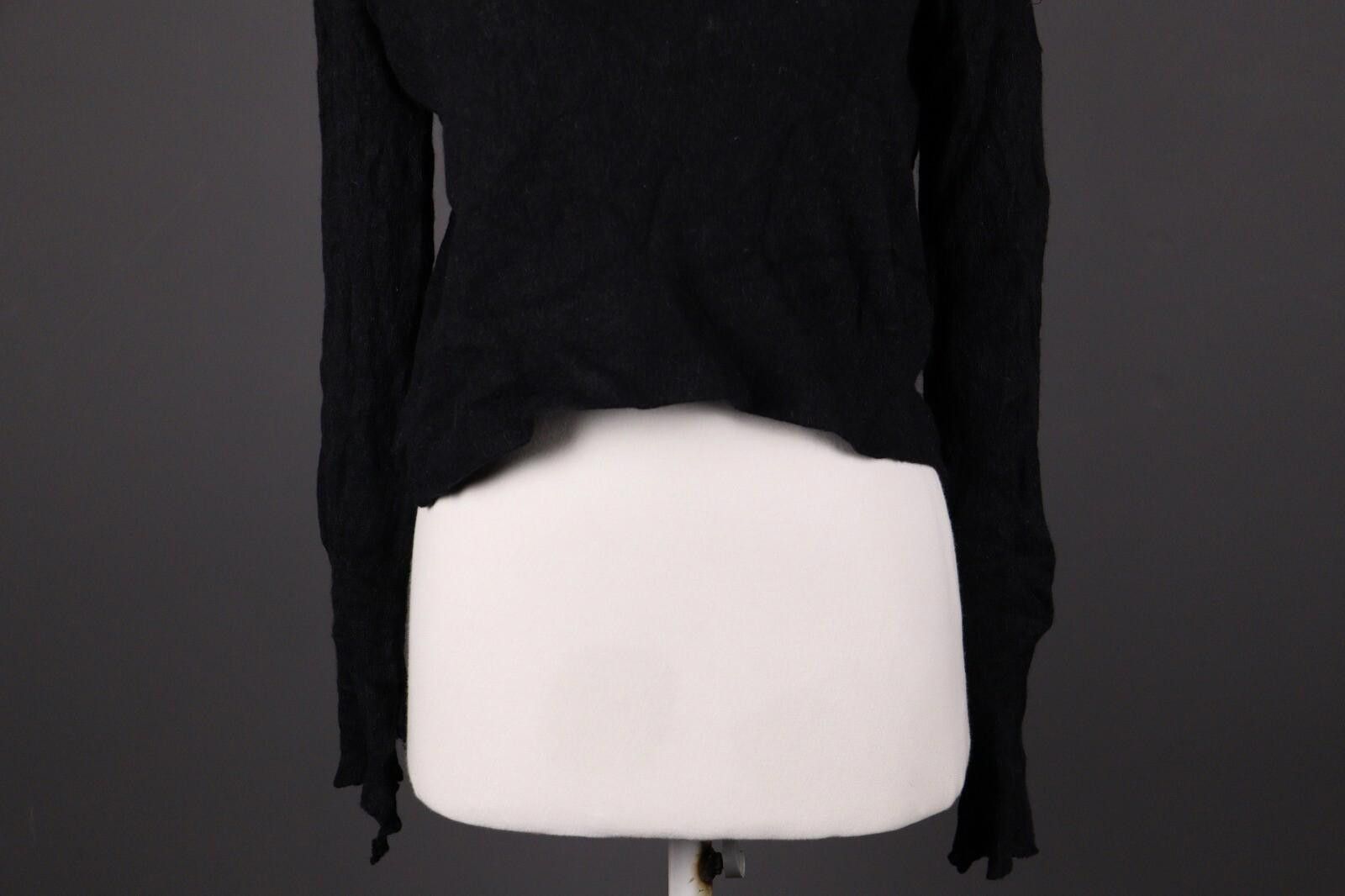 Designer Manila Grace Black Wool Knit Cropped Sweater Size L Size L / US 10 / IT 46 - 3 Thumbnail