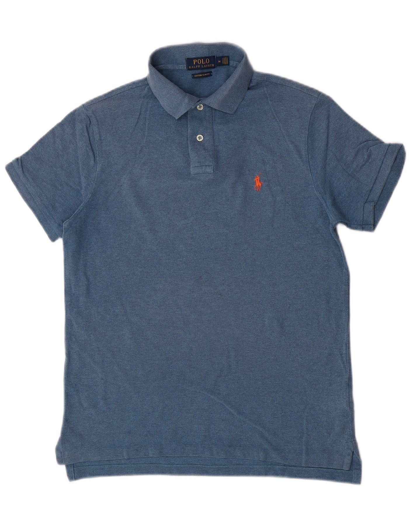 Polo Ralph Lauren Mens Custom Slim Fit Polo Shirt Medium Blue Cotton Size US M / EU 48-50 / 2 - 1 Thumbnail