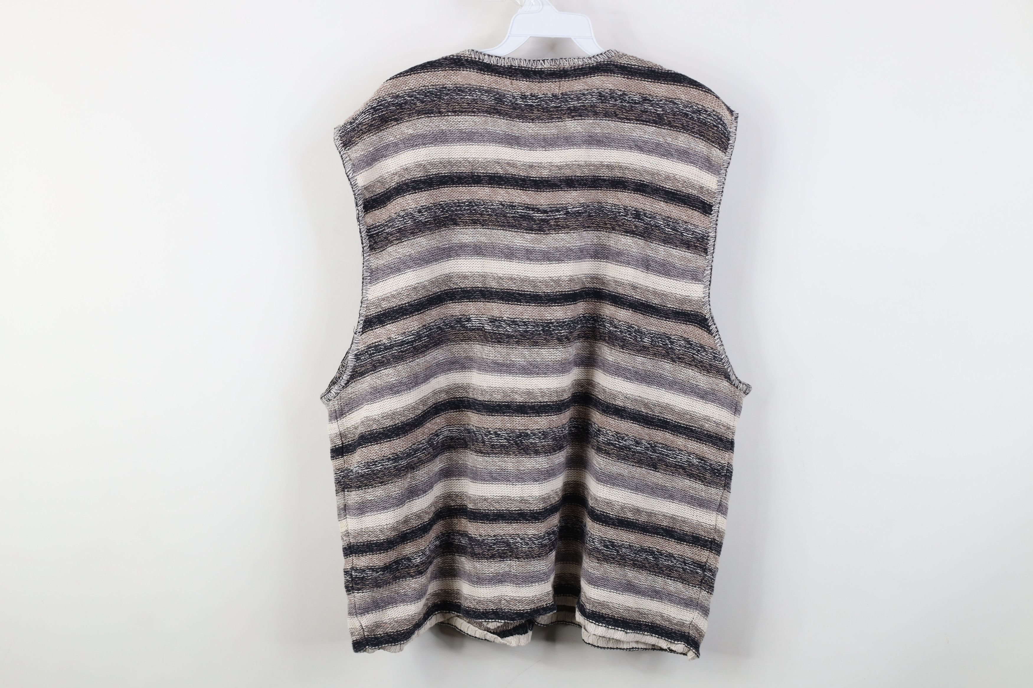 Vintage Vintage 90s Streetwear Earth Tone Striped Knit Sweater Vest Size US XL / EU 56 / 4 - 7 Thumbnail