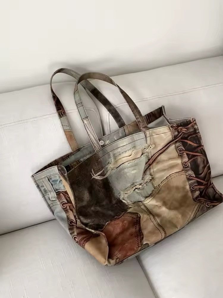 Vintage Streetwear Design Custom Capacity Shoulder Shopping Bag Size ONE SIZE - 6 Thumbnail