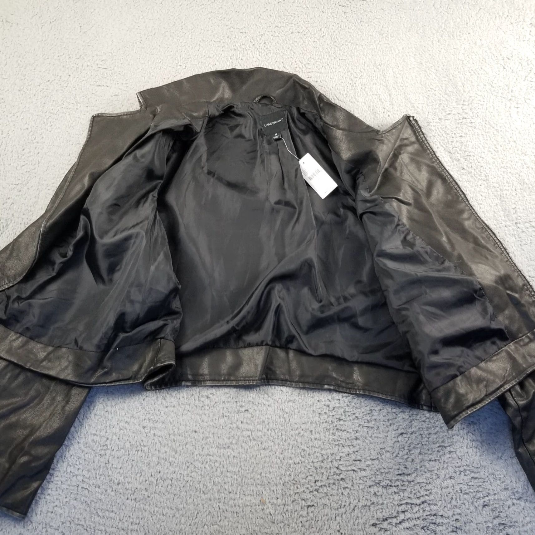 Vintage VINTAGE NWT Lane Bryant 20 Moto Jacket Faux Leather Black - Jacket - Women Plus 20 Black Moto Leather Zip Front Sized? Size 3XL / US 20-22 - 7 Thumbnail
