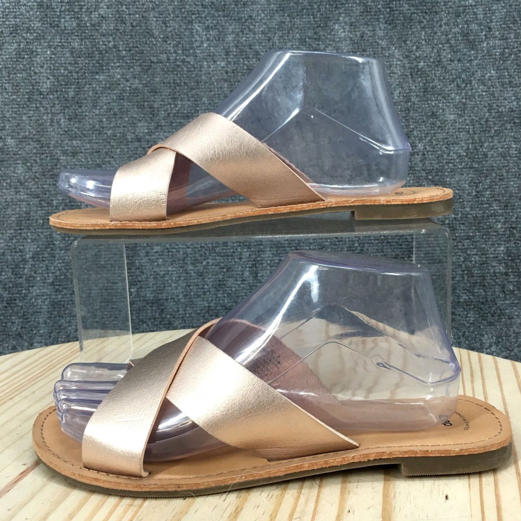 Gap Gap Sandal Womens 8 Beige Criss Cross Slide Open Toe Casual Comfort Leather Size US 8 / IT 38 - 2 Thumbnail