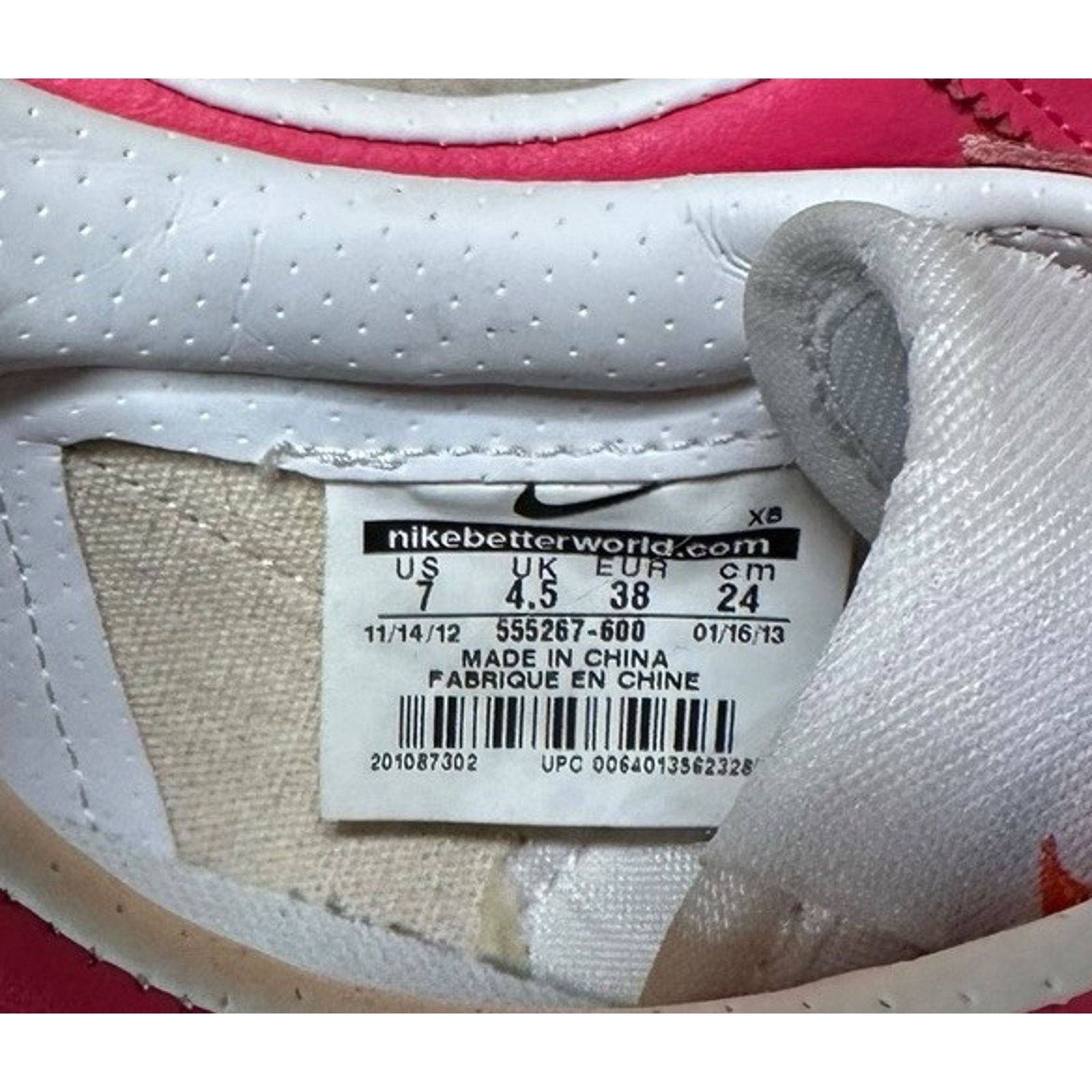 Nike Nike Bruin Lite Sneakers Athletic Shoes 7 Pink White Leather Size US 7 / IT 37 - 4 Thumbnail