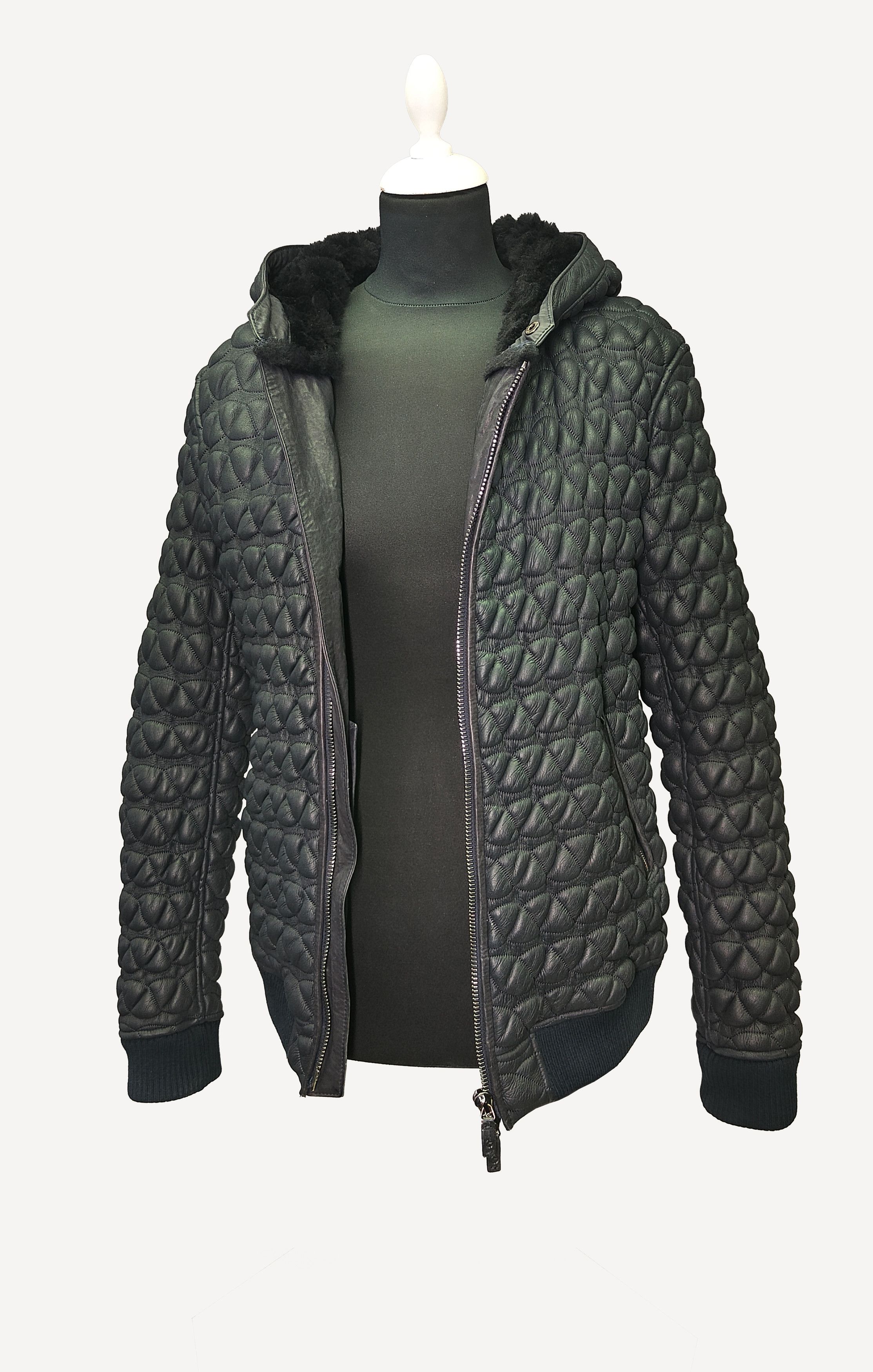Giorgio Armani GIORGIO ARMANI _ QUILTED _ SHEARLING _ HOODED LEATHER Size US M / EU 48-50 / 2 - 3 Thumbnail