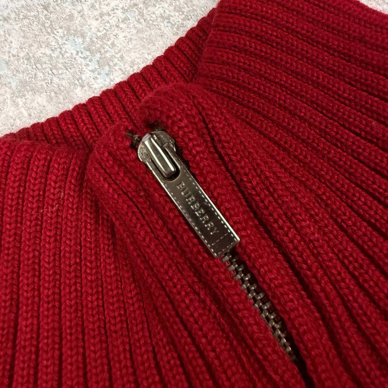 Burberry Burberry Red Knit Ribbed 1/4 Zip Sweater Size XS / US 0-2 / IT 36-38 - 6 Thumbnail