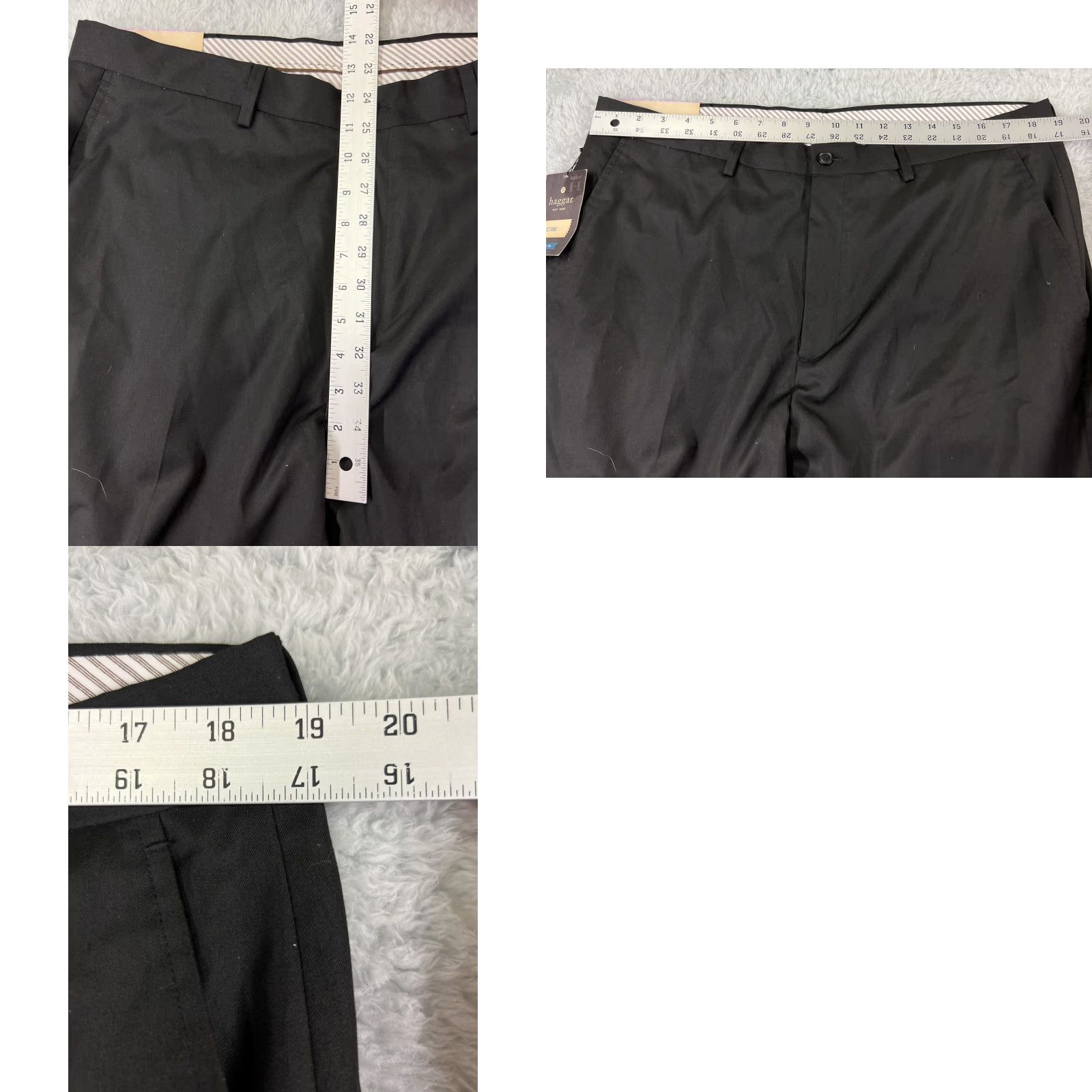 Haggar Haggar Mens Dress Pants Black 38 Flat Front Polyester Blend Zip Fly Straight Fit Comfort Pockets Belt Loops Dress Pants Men Black 38 Size US 38 / EU 54 - 9 Thumbnail