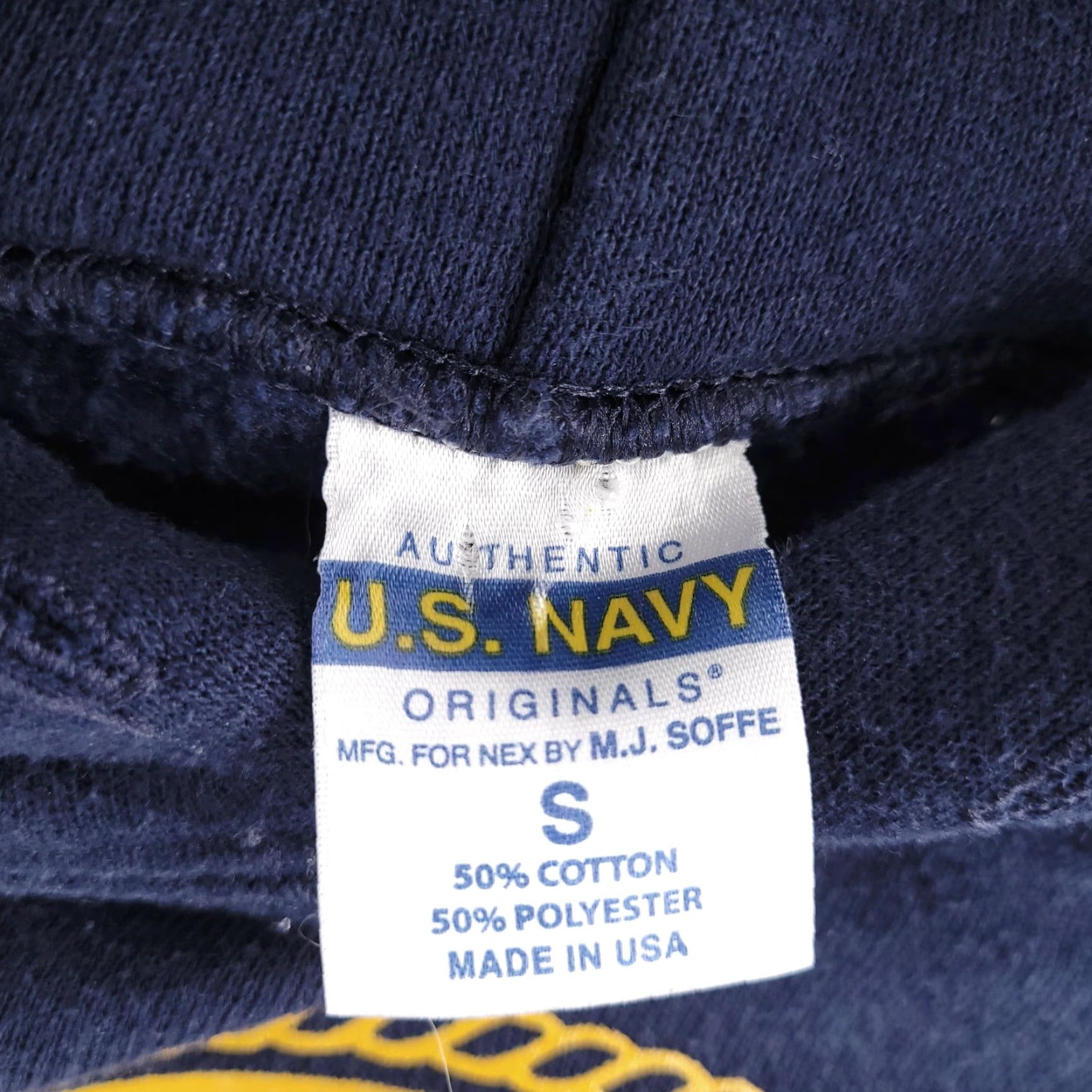 Soffe Soffe Hoodie Mens Small Pullover USA Navy Blue Sweatshirt Boxy Fit Vintage USN Logo Sold as pictured Size US S / EU 44-46 / 1 - 5 Thumbnail