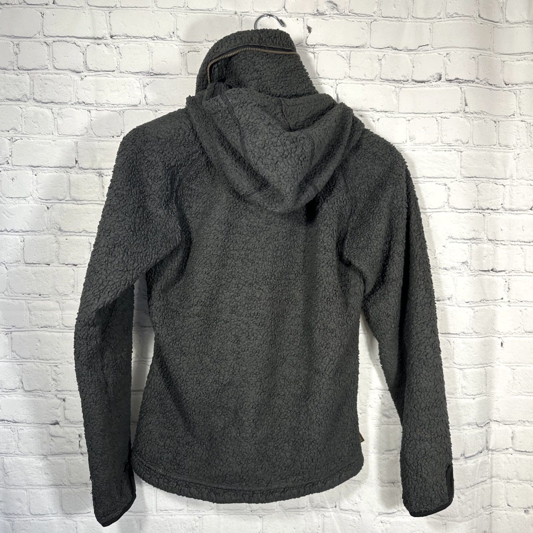 Vintage Kuhl Flight Jacket Womens Small Black Fleece Hooded Full Zip Thumbholes Size S / US 4 / IT 40 - 6 Thumbnail