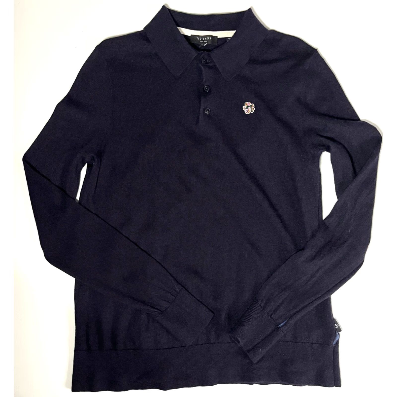 Ted Baker VINTAGE Ted Baker London Men's Collared Sweater Navy Wool 100% Size 5 M/L Slim Regular Knit Pullover Logo City Classic Designer Preppy Wool Navy Mens Size US L / EU 52-54 / 3 - 4 Thumbnail