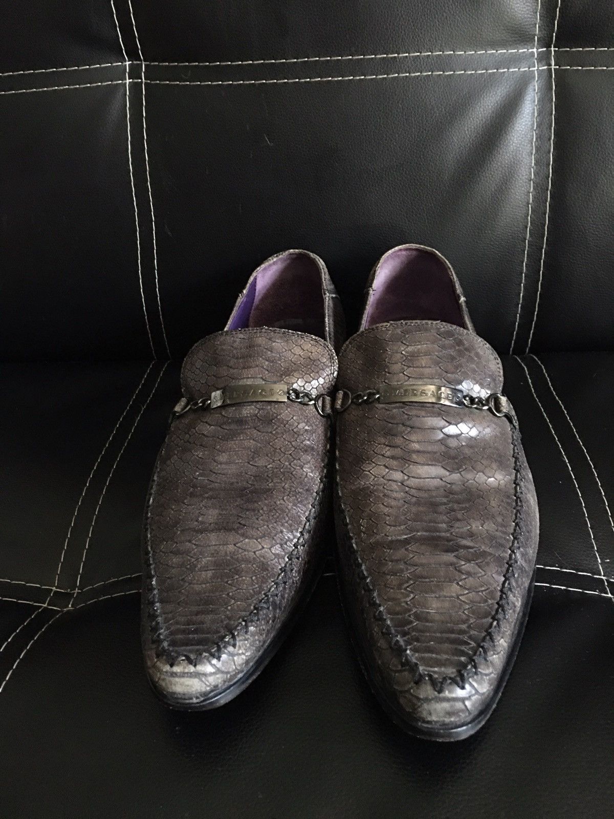Versace VERSACE Collection Snake Skin Leather Grey Men Shoes EU 45 Size US 12 / EU 45 - 3 Thumbnail