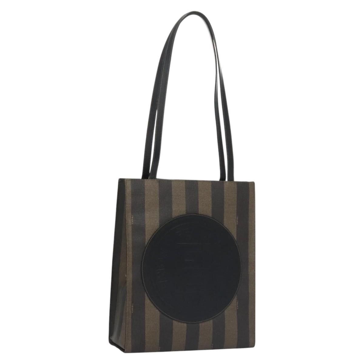 Fendi Pecan Canvas Tote Bag Brown Black, Women's